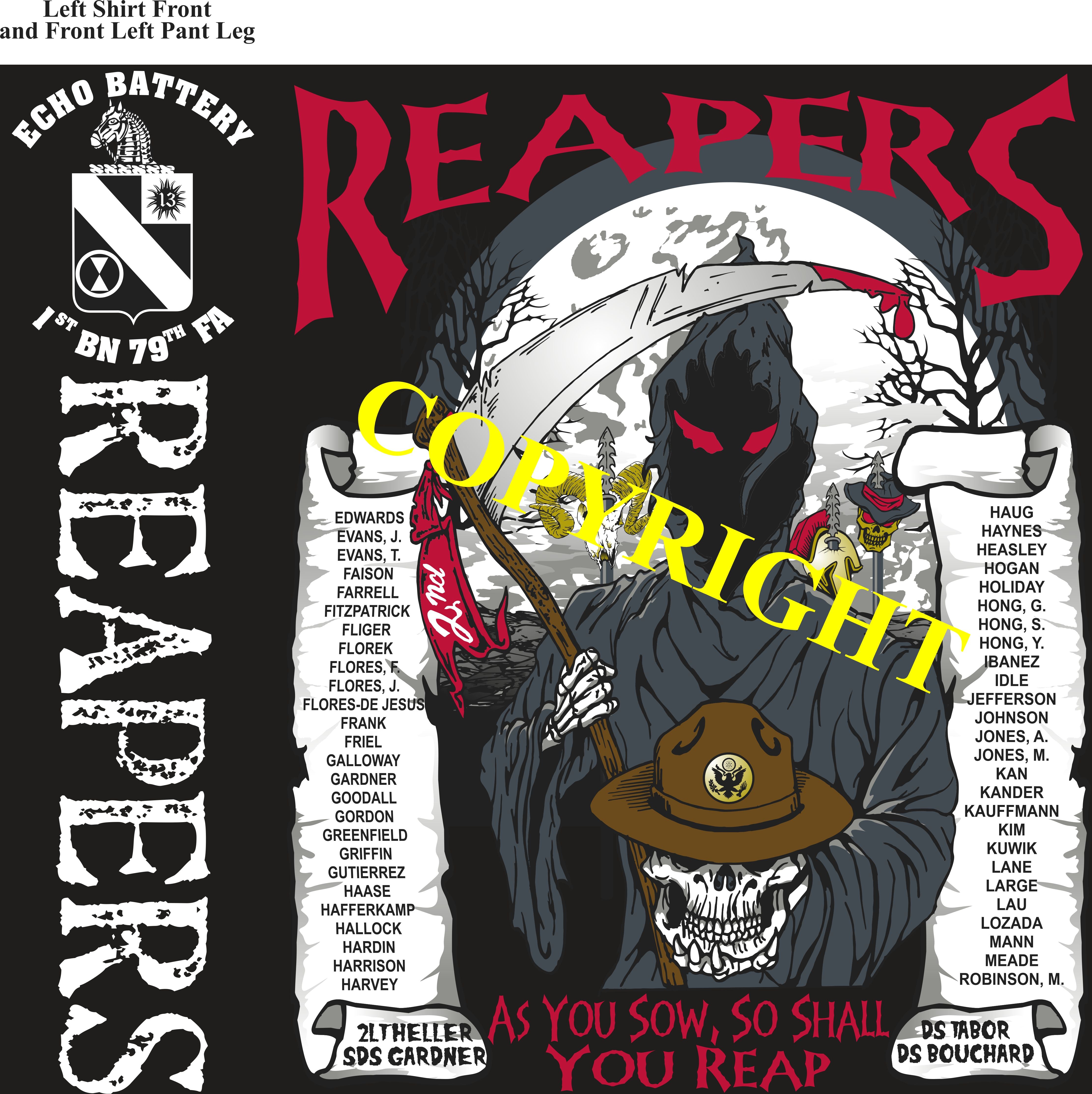 Platoon Shirts (2nd generation print) ECHO 1st 79th REAPERS DEC 2019
