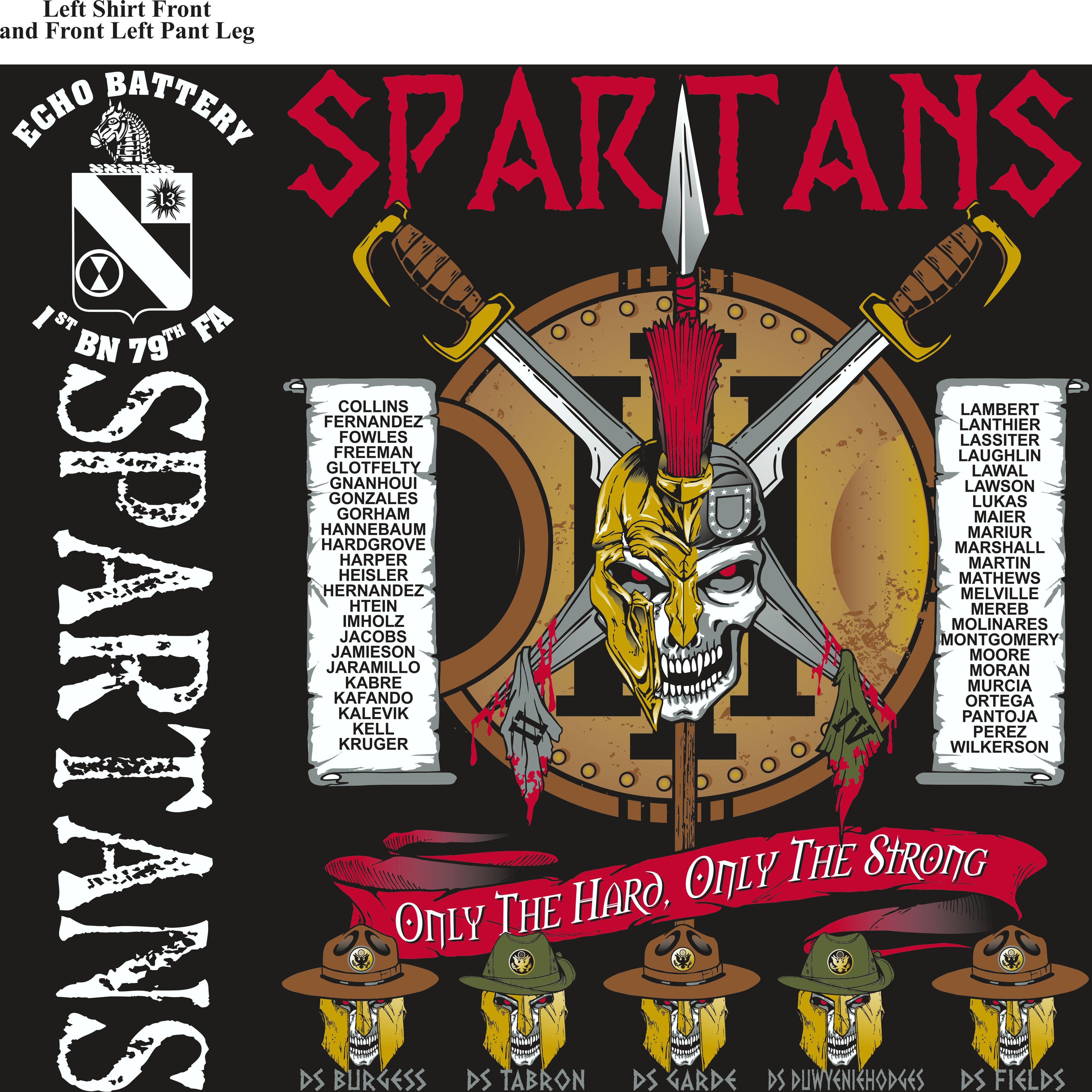 PLATOON SHIRTS (2nd generation print) ECHO 1st 79th SPARTANS MAY 2017
