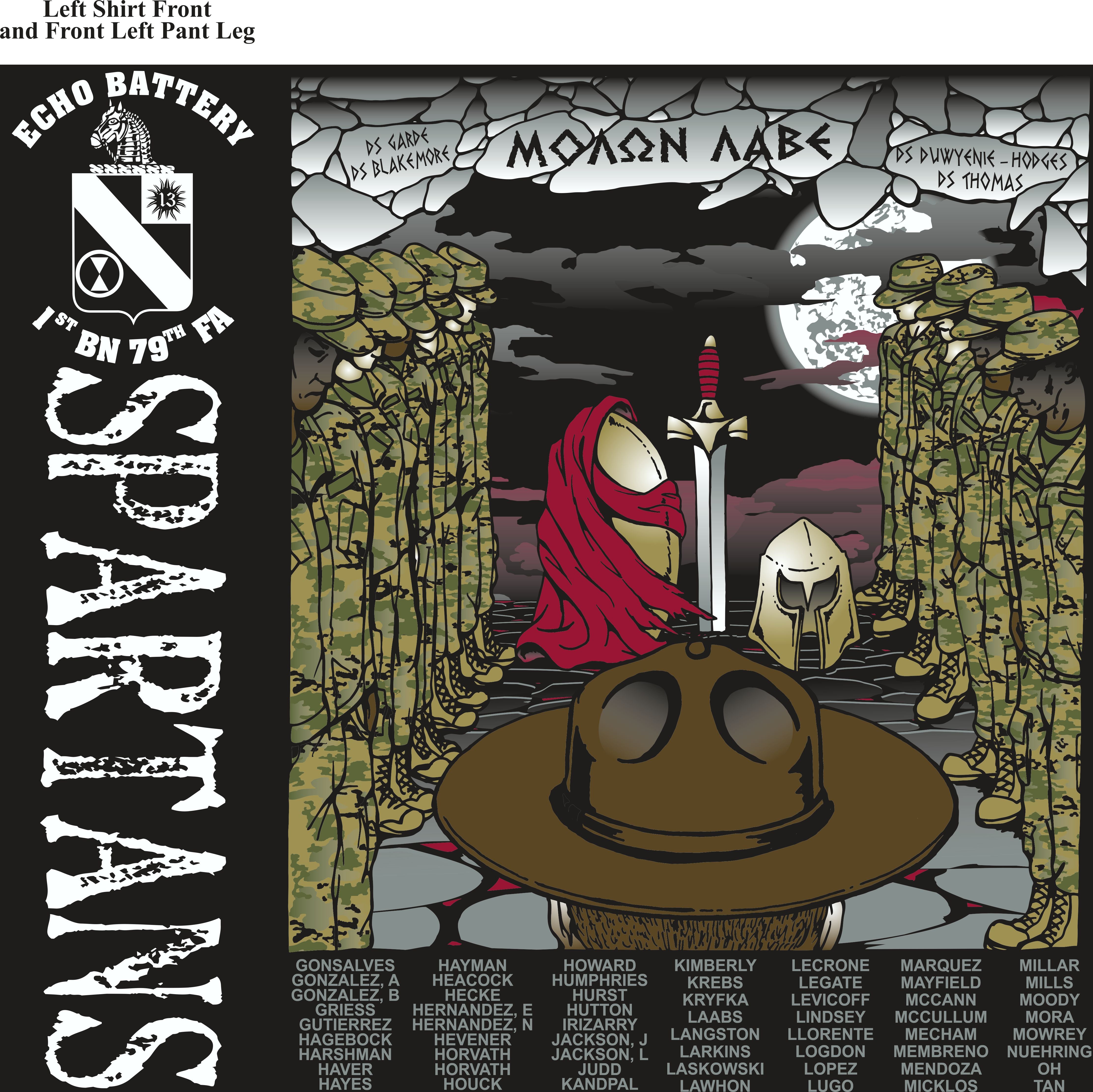 Platoon Shirts (2nd generation print) ECHO 1st 79th SPARTANS MAY 2018