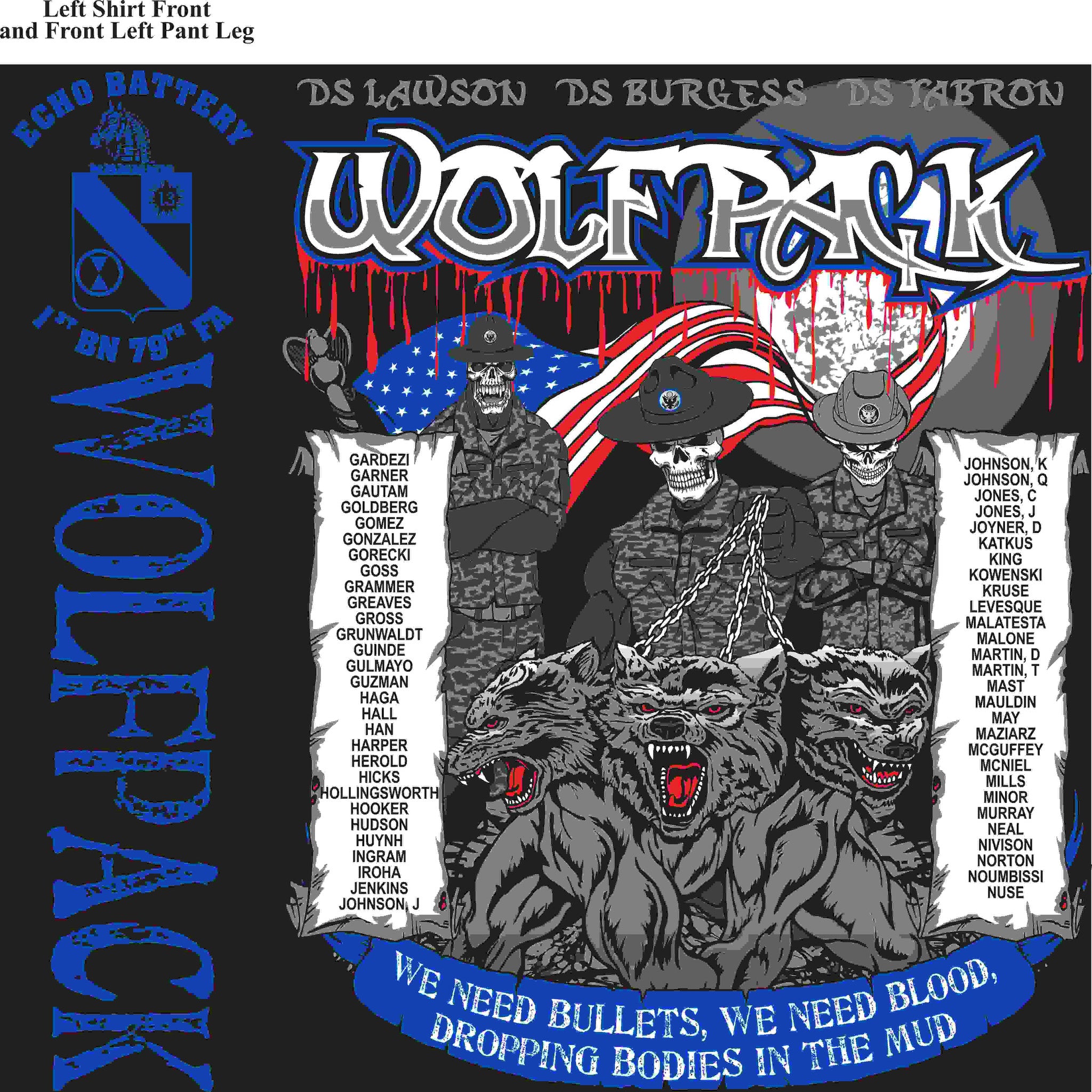 PLATOON SHIRTS (2nd generation print) ECHO 1st 79th WOLFPACK APR 2016