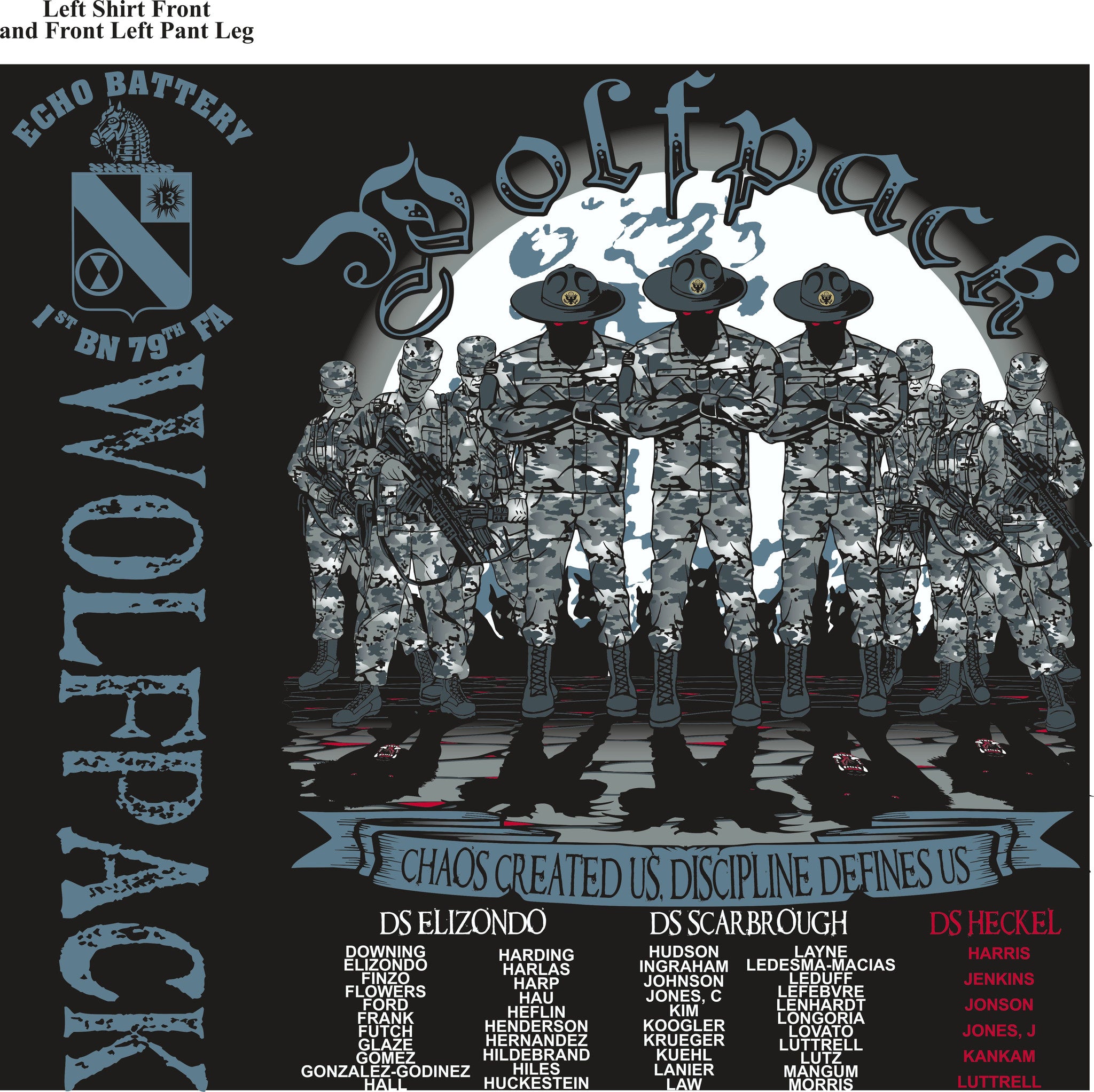 PLATOON SHIRTS (2nd generation print) ECHO 1st 79th WOLFPACK AUG 2016