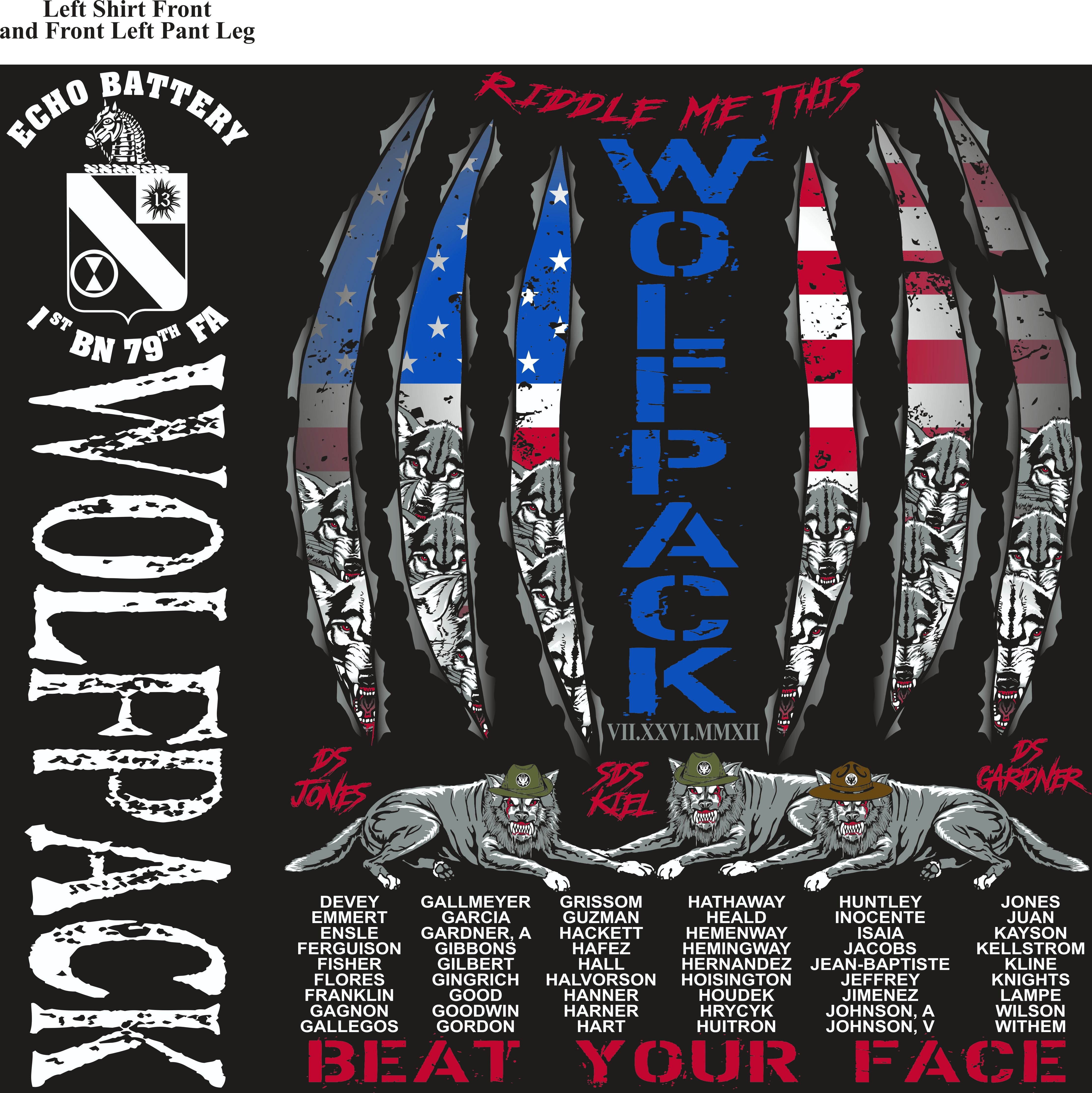 Platoon Shirts (2nd generation print) ECHO 1st 79th WOLFPACK AUG 2018