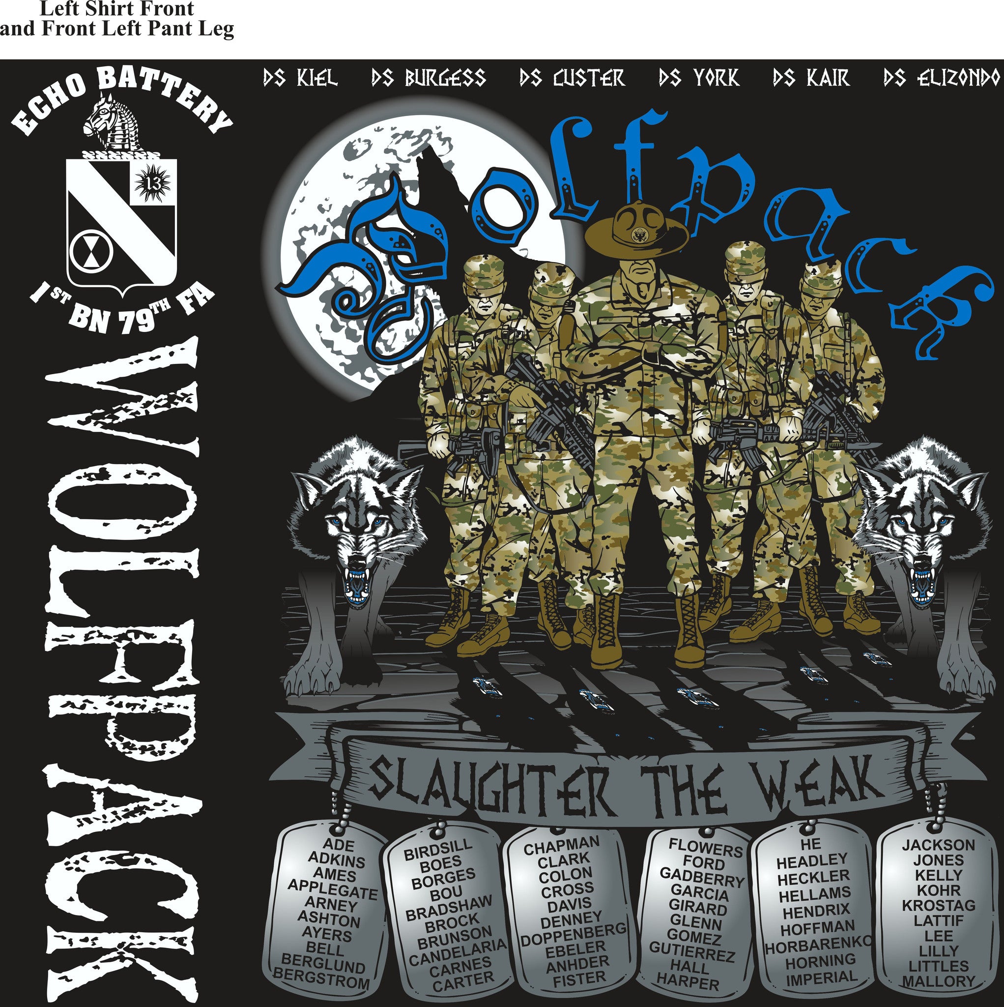 PLATOON SHIRTS (2nd generation print) ECHO 1st 79th WOLFPACK FEB 2017