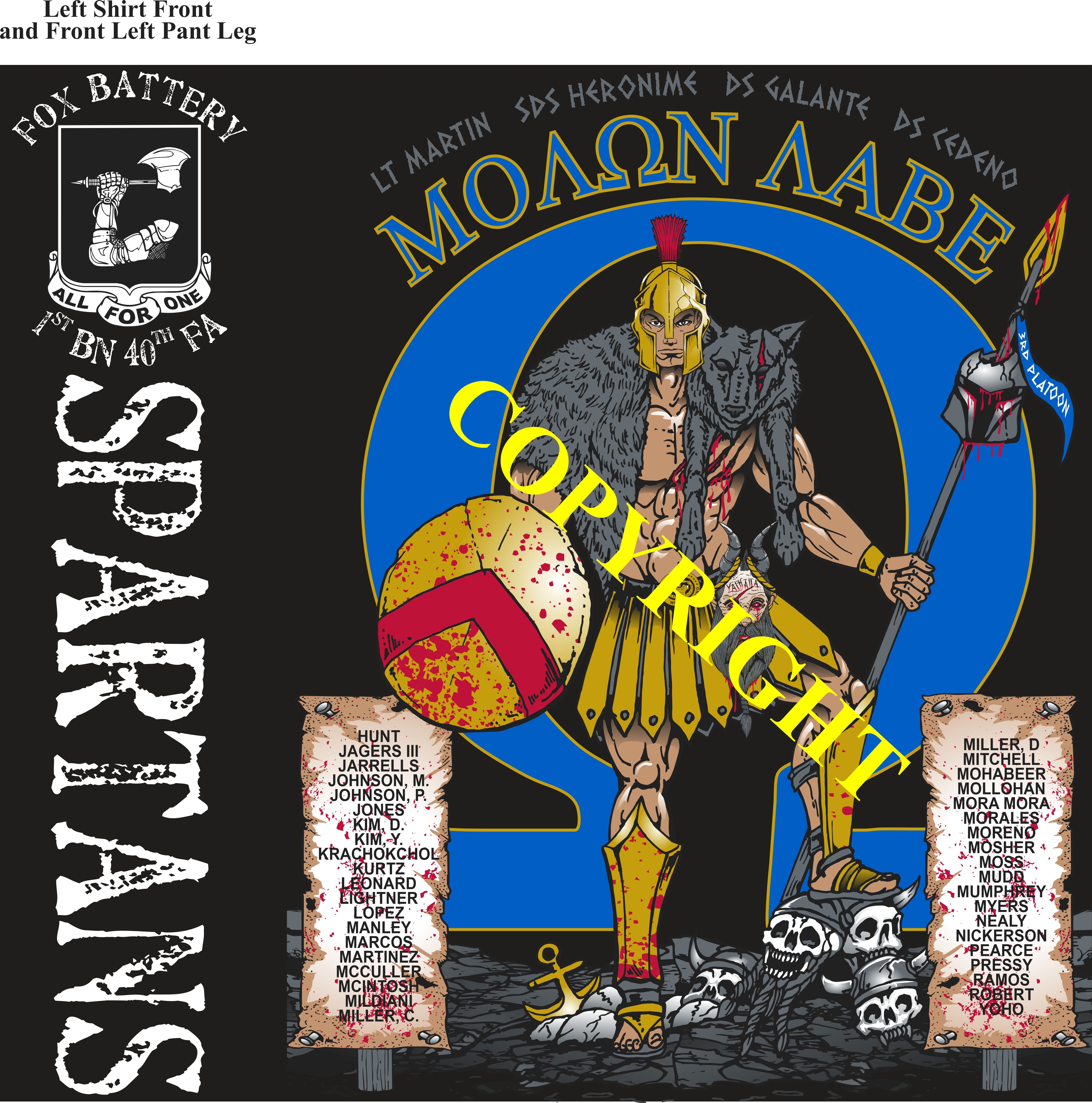 Platoon Items (2nd generation print) FOX 1st 40th SPARTANS 3rd Platoon FEB 2023