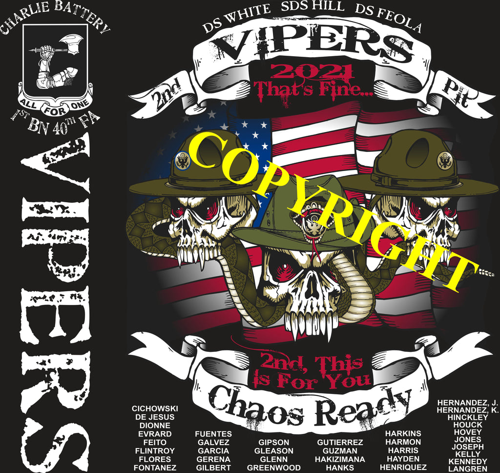 Platoon Shirts (2nd generation print) CHARLIE 1st 40th VIPERS JUNE 2021
