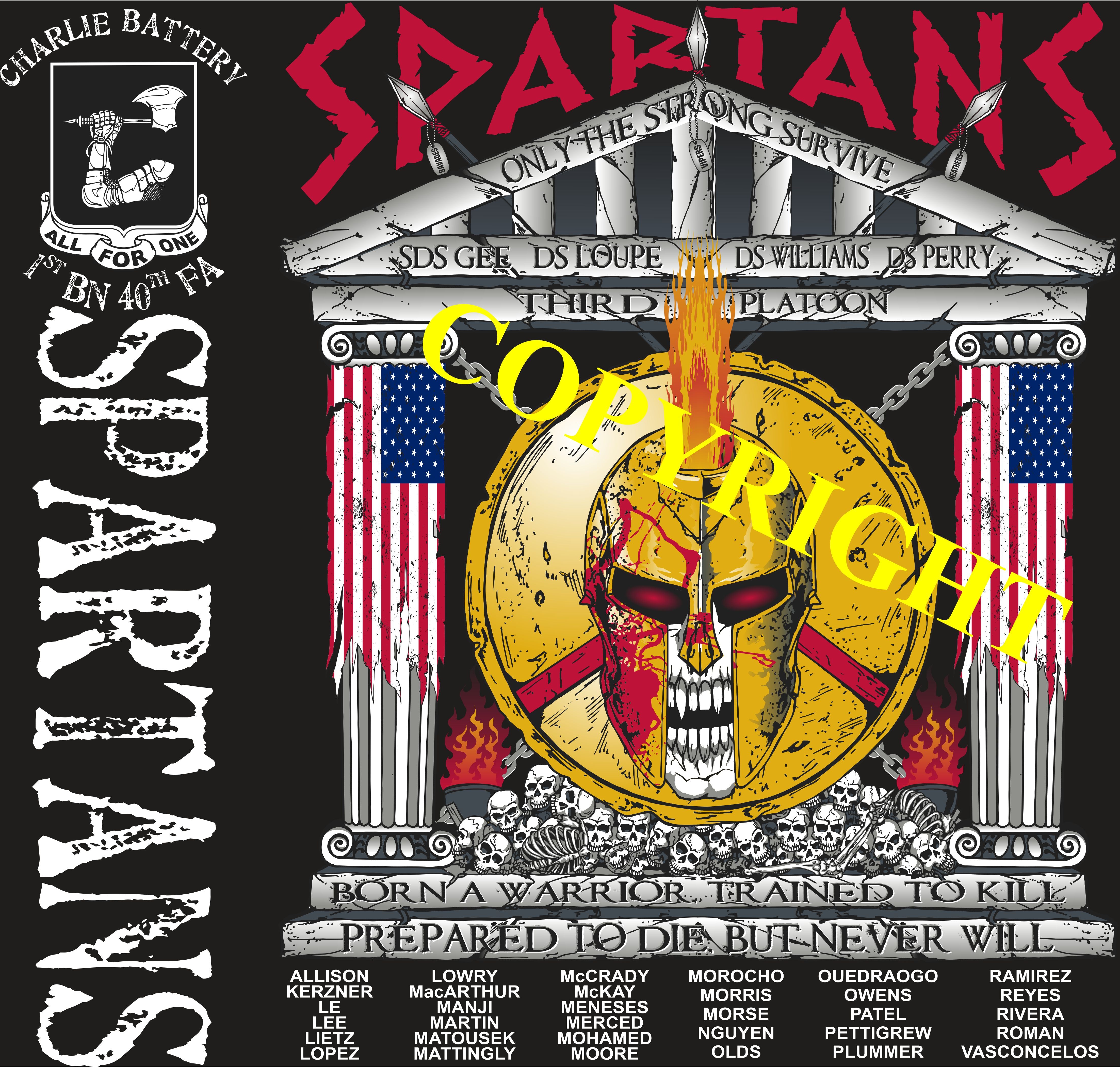 Platoon Shirts (2nd generation print) CHARLIE 1st 40th SPARTANS JUNE 2021