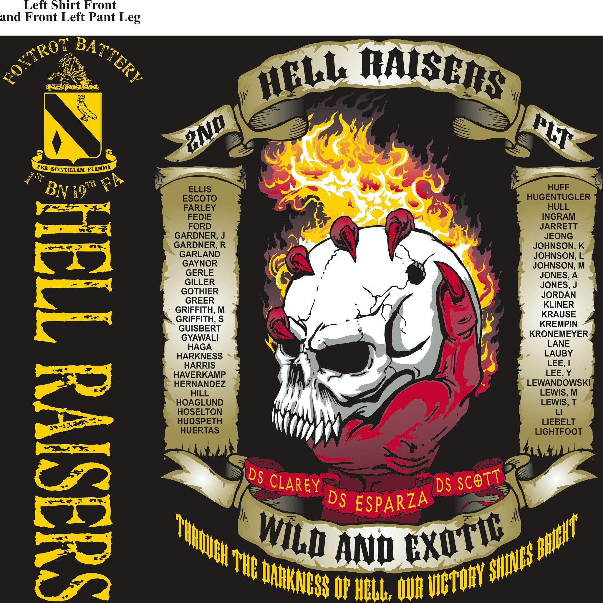 PLATOON SHIRTS (2nd generation print) FOX 1st 19th HELLRAISERS AUG 2016