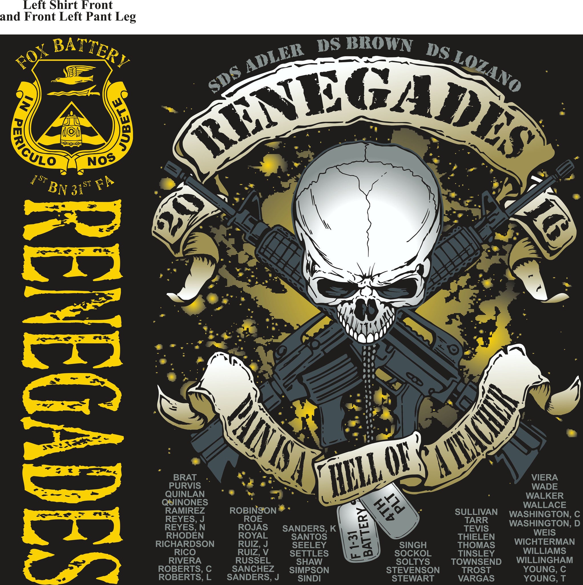 PLATOON SHIRTS (2nd generation print) FOX 1st 31st RENEGADES SEPT 2016