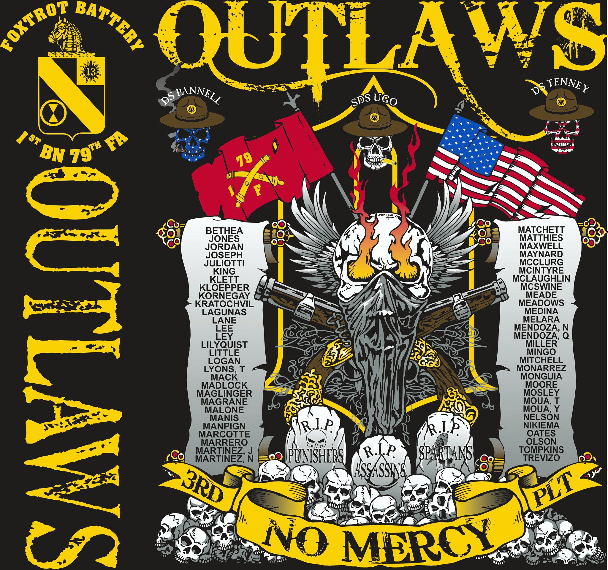 PLATOON SHIRTS (2nd generation print) FOX 1st 79th OUTLAWS SEPT 2016