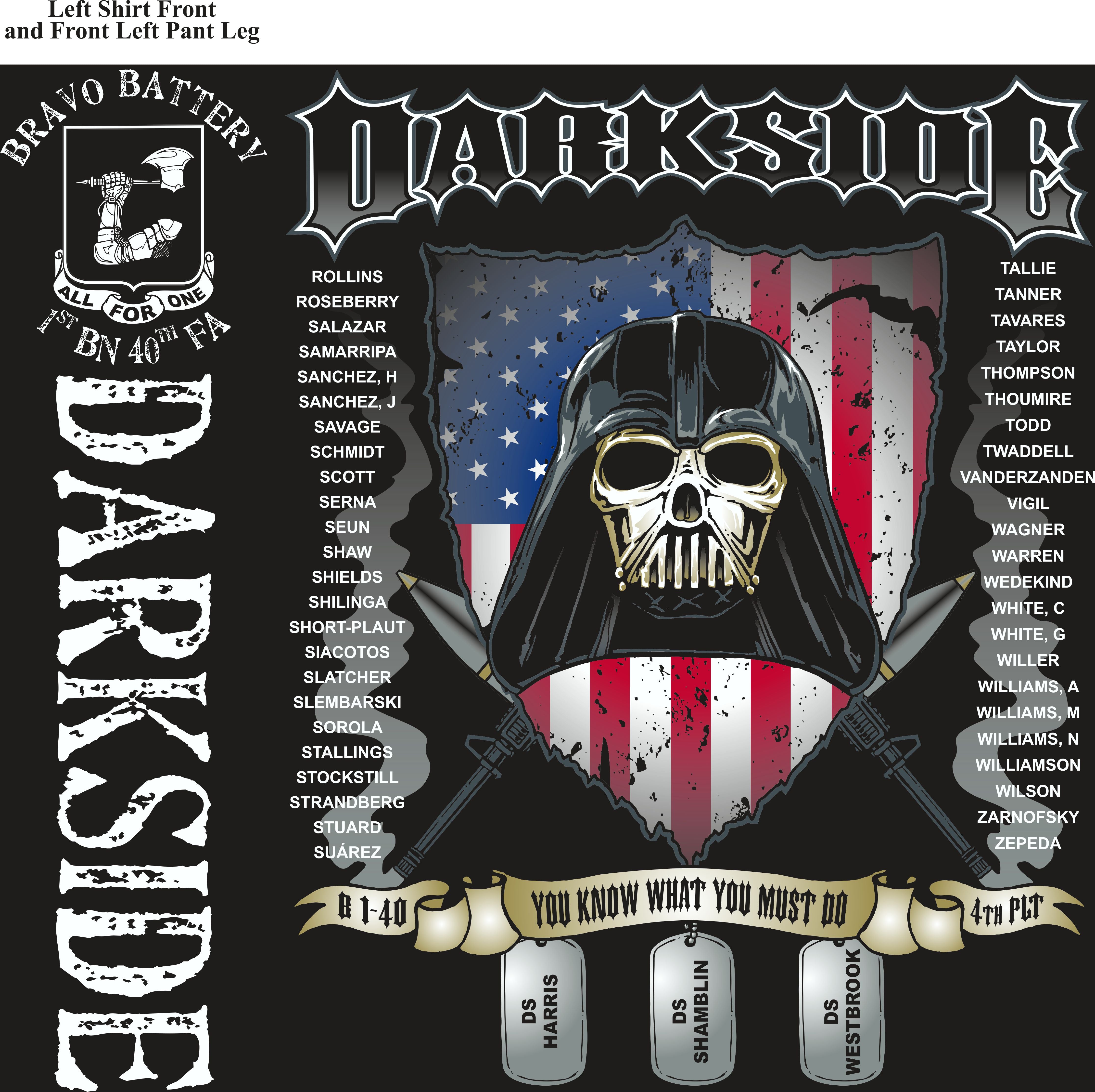 Platoon Shirts (2nd generation print) BRAVO 1ST 40TH DARKSIDE JAN 2018