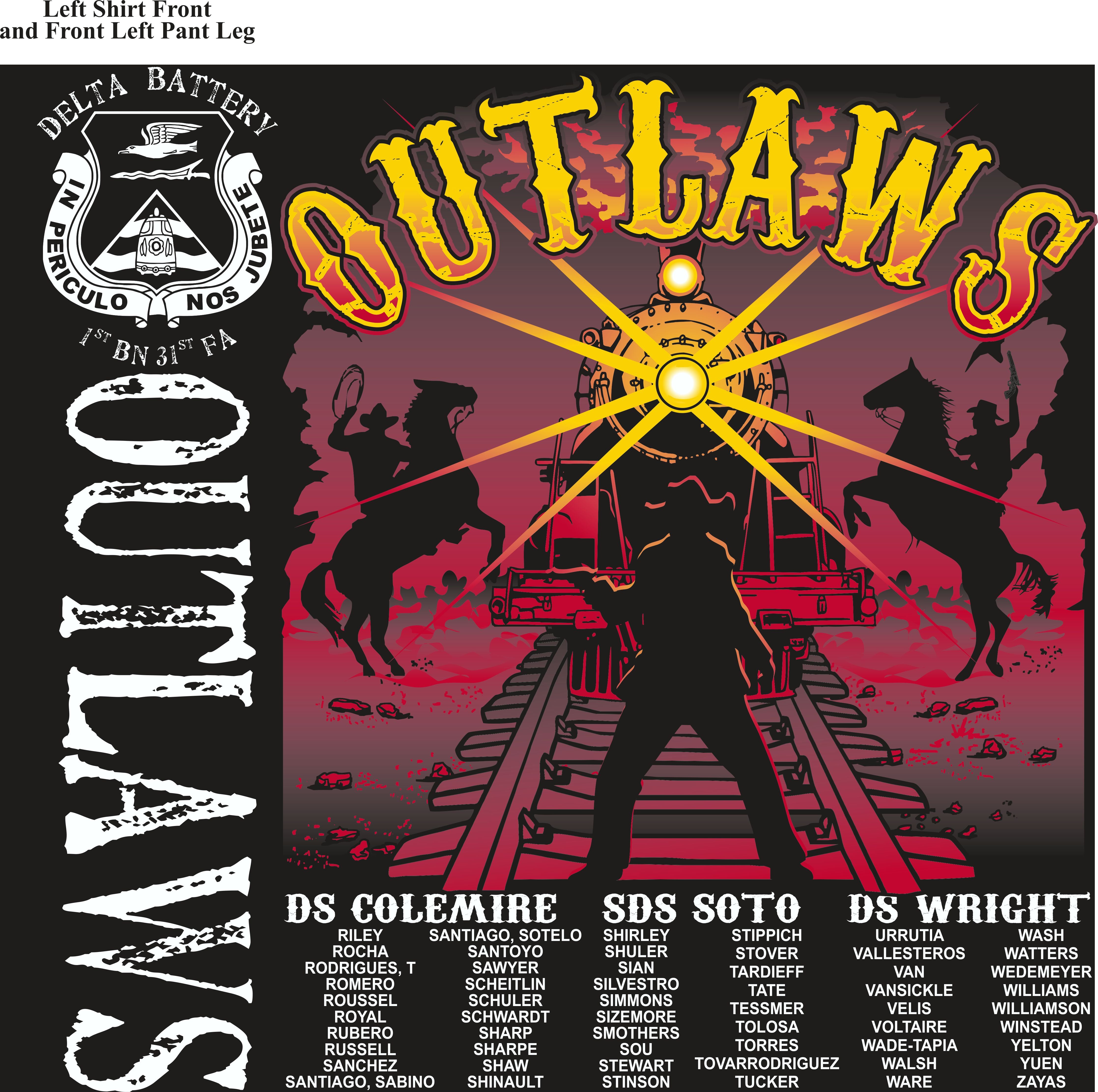 Platoon Shirts (2nd generation print) DELTA 1ST 31ST OUTLAWS DEC 2017