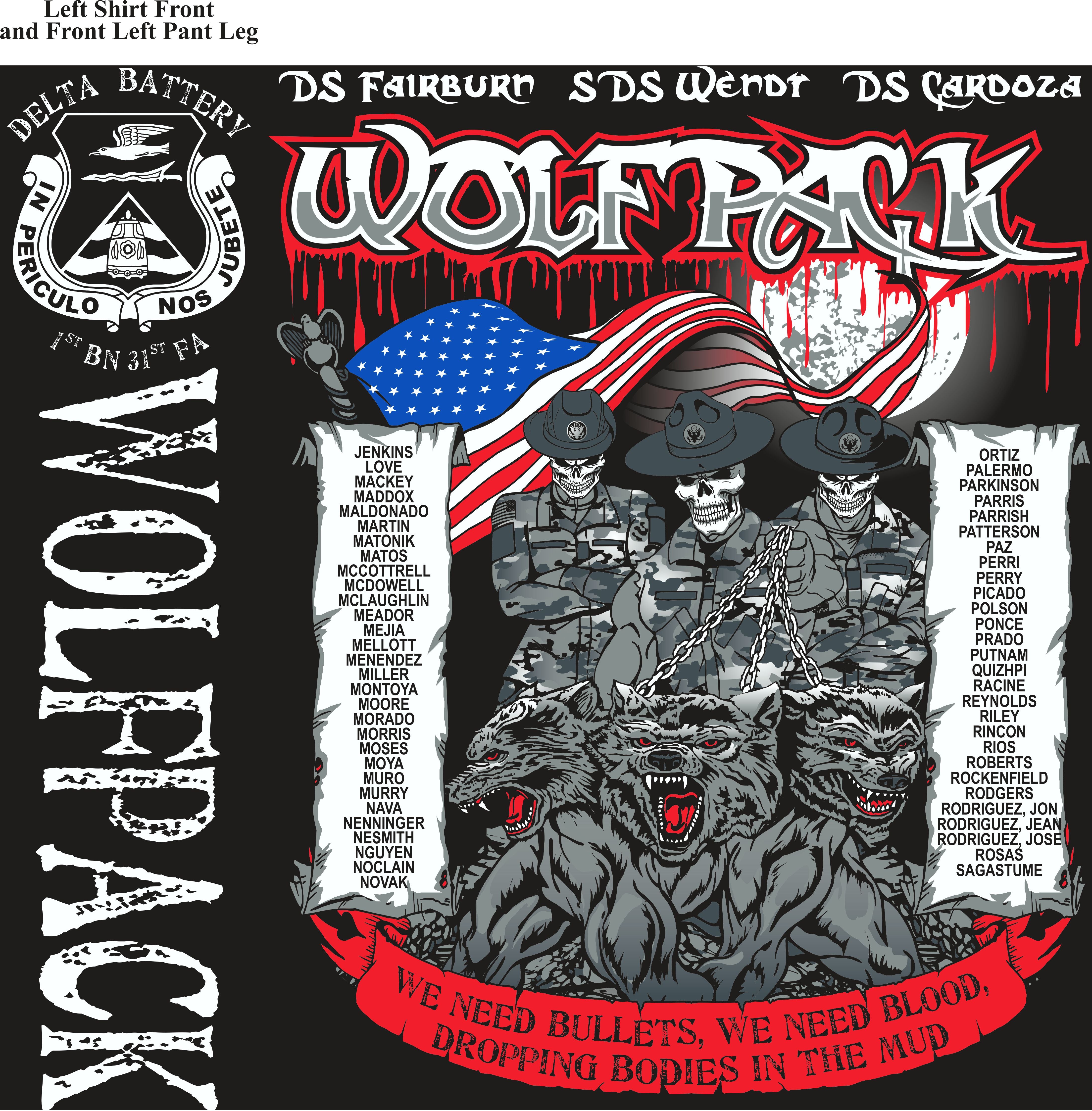 Platoon Shirts (2nd generation print) DELTA 1ST 31ST WOLFPACK DEC 2017