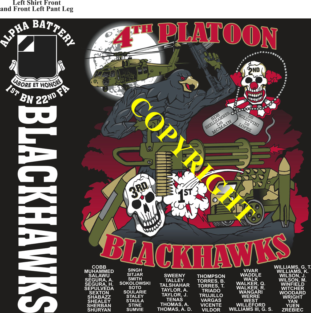 Platoon Items (direct-to-garment print) ALPHA 1st 22nd BLACKHAWKS 4th PLATOON DEC 2024