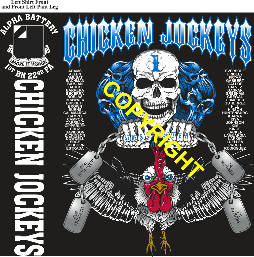 Platoon Items (direct-to-garment print) ALPHA 1st 22nd CHICKEN JOCKEYS 1st PLATOON DEC 2025 PRE-ORDER GRADUATING 12-18-2025