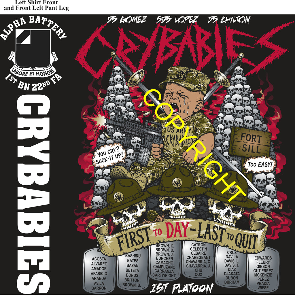 Platoon Items (direct-to-garment print) ALPHA 1st 22nd CRYBABIES 1st PLATOON JUL 2026 PRE-SALE GRADUATING 7-23-2026