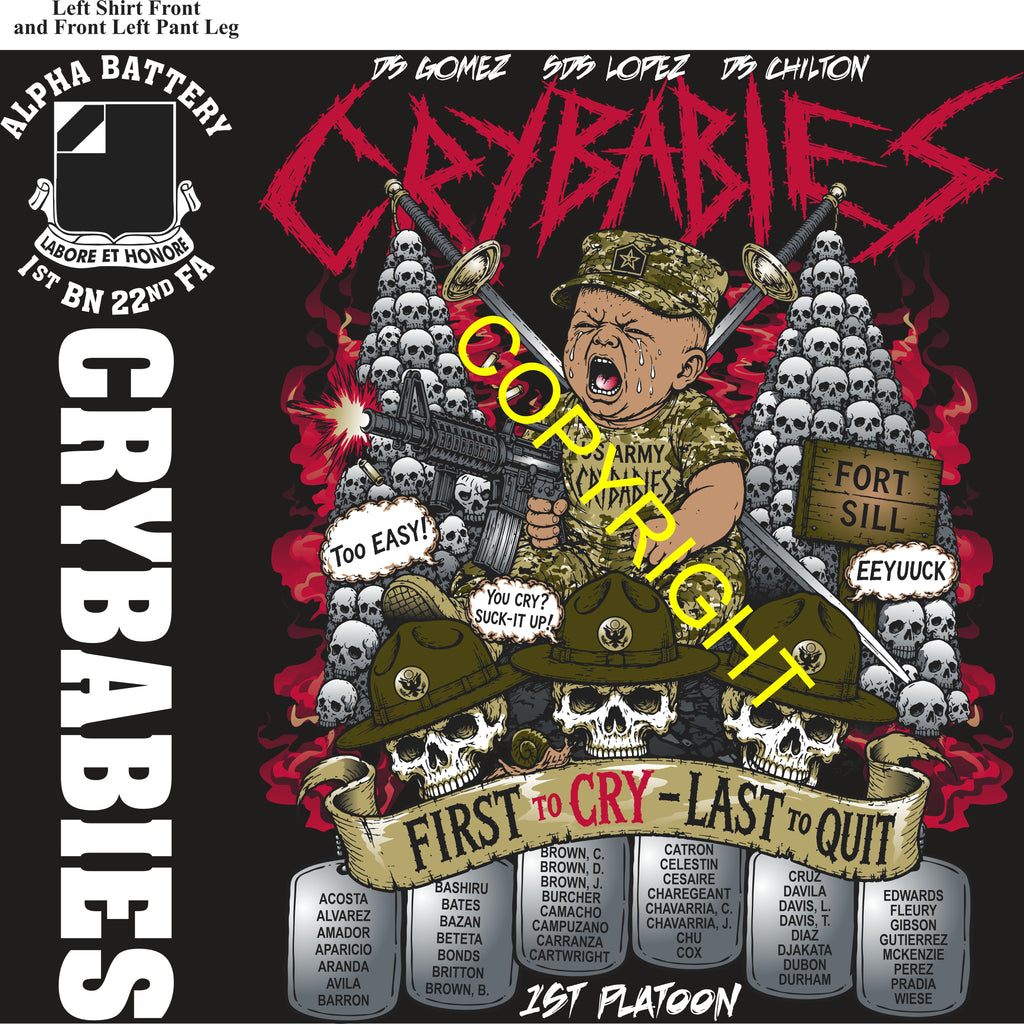 Platoon Items (direct-to-garment print) ALPHA 1st 22nd CRYBABIES 1st PLATOON JUL 2026 GRADUATED 7-23-2026