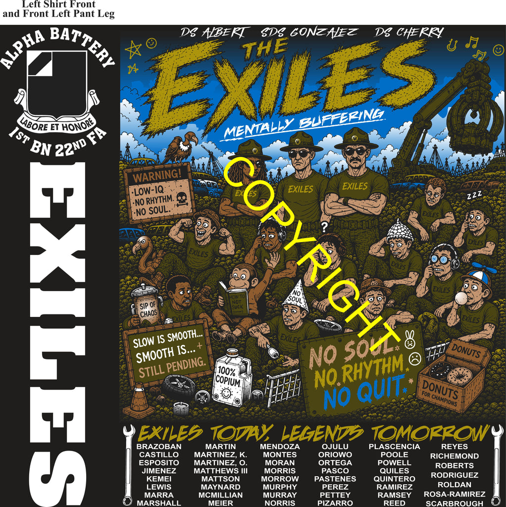 Platoon Items (direct-to-garment print) ALPHA 1st 22nd EXILES 3rd PLATOON JUL 2026 GRADUATED 7-23-2026