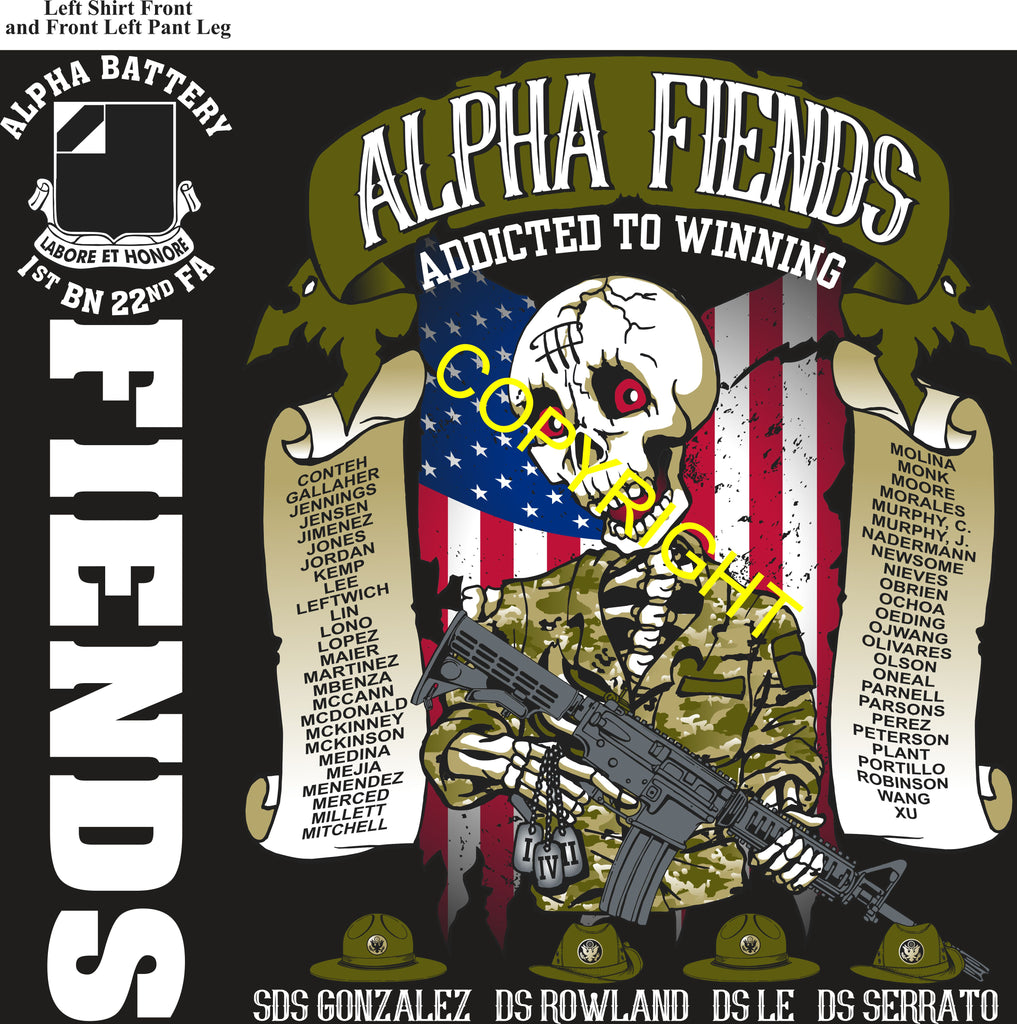 Platoon Items (direct-to-garment print) ALPHA 1st 22nd FIENDS 3rd PLATOON SEPT 2025 GRADUATED 9-26-2025