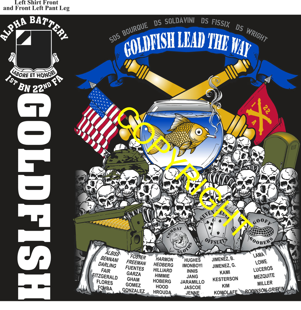 Platoon Items (direct-to-garment print) ALPHA 1st 22nd GOLDFISH 2nd PLATOON APR 2026 GRADUATED 4-24-2026