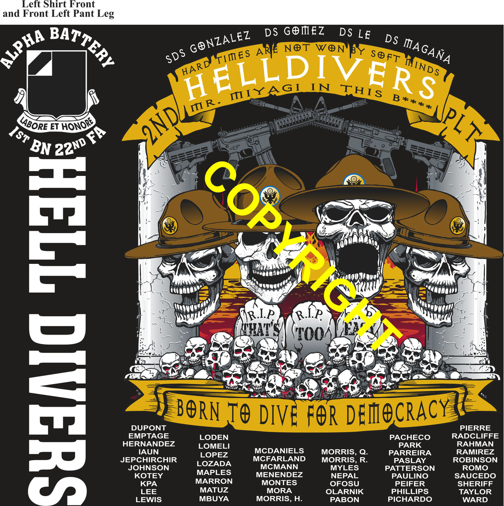 Platoon Items (direct-to-garment print) ALPHA 1st 22nd HELLDIVERS 2nd PLATOON DEC 2025 PRE-ORDER GRADUATING 12-18-2025