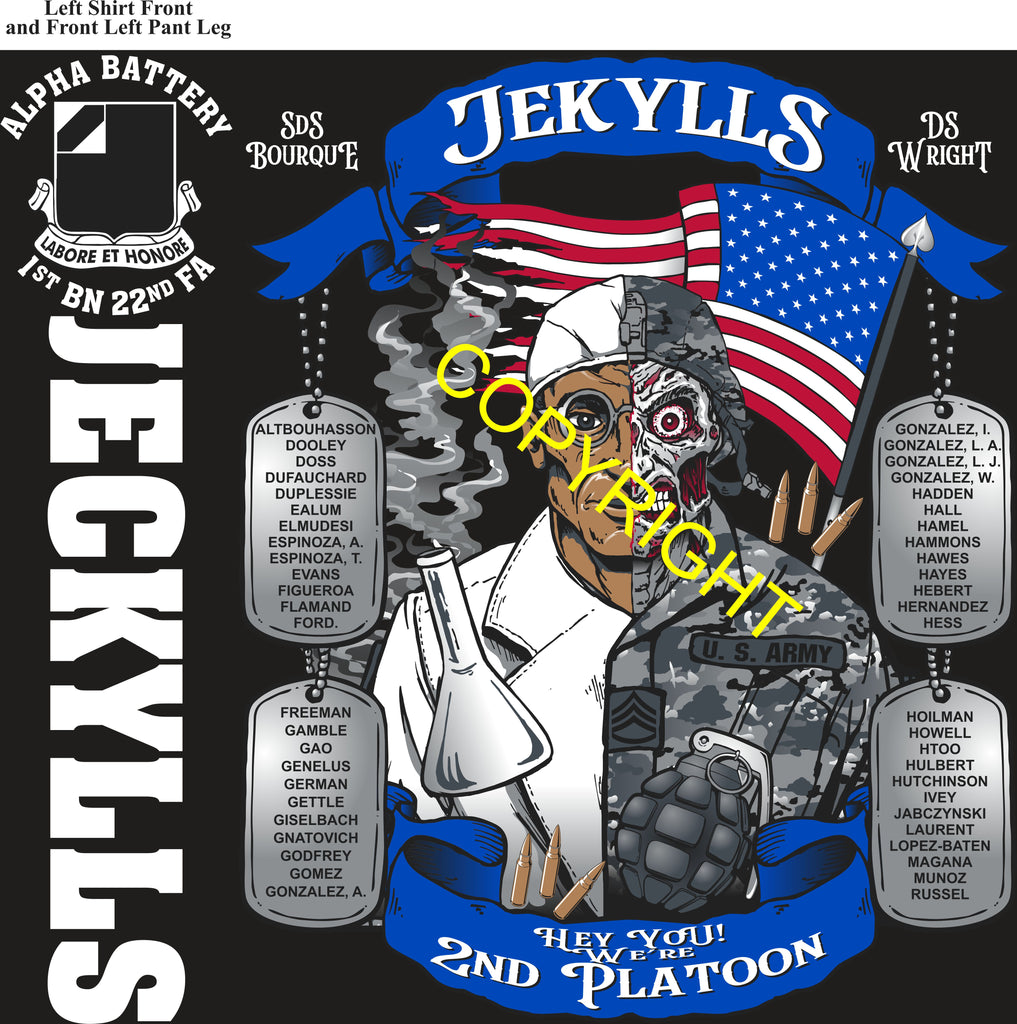 Platoon Items (direct-to-garment print) ALPHA 1st 22nd JEKYLLS 2nd PLATOON SEPT 2025 GRADUATED 9-26-2025