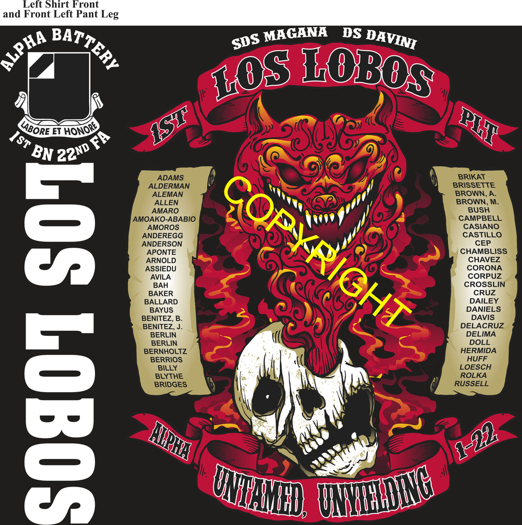 Platoon Items (direct-to-garment print) ALPHA 1st 22nd LOS LOBOS 1st PLATOON SEPT 2025  GRADUATED 9-26-2025