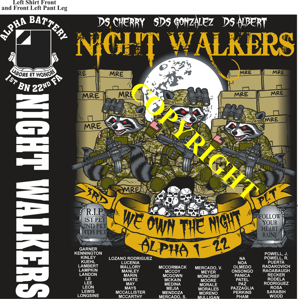 Platoon Items (direct-to-garment print) ALPHA 1st 22nd NIGHT WALKERS 3rd PLATOON OCT 2026 PRE-SALE GRADUATING 10-16-2026