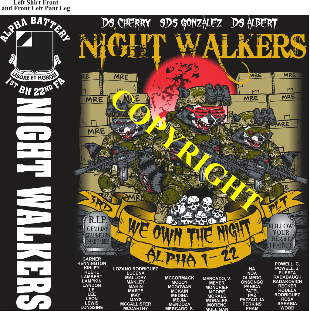 Platoon Items (direct-to-garment print) ALPHA 1st 22nd NIGHT WALKERS 3rd PLATOON OCT 2026 GRADUATED 10-16-2026