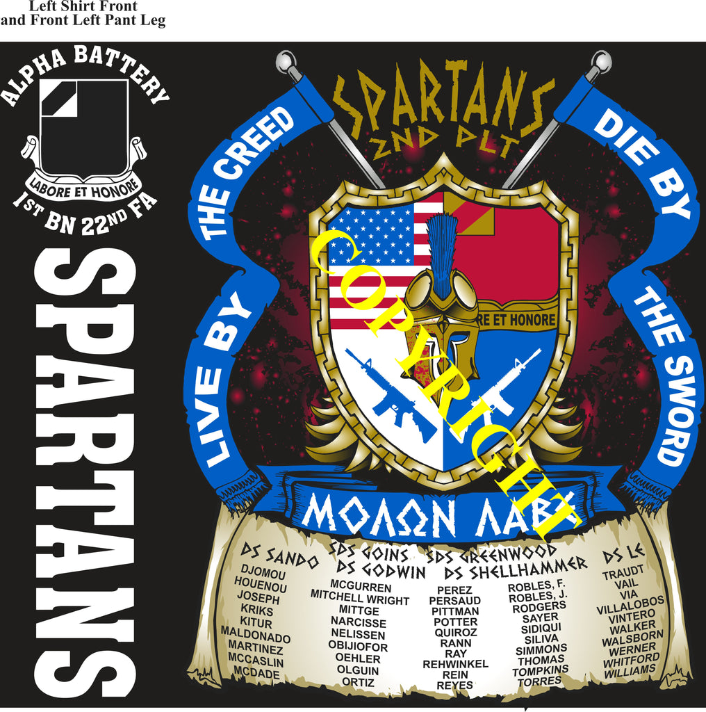 Platoon Items (direct-to-garment print) ALPHA 1st 22nd SPARTANS 2nd PLATOON JULY 2024