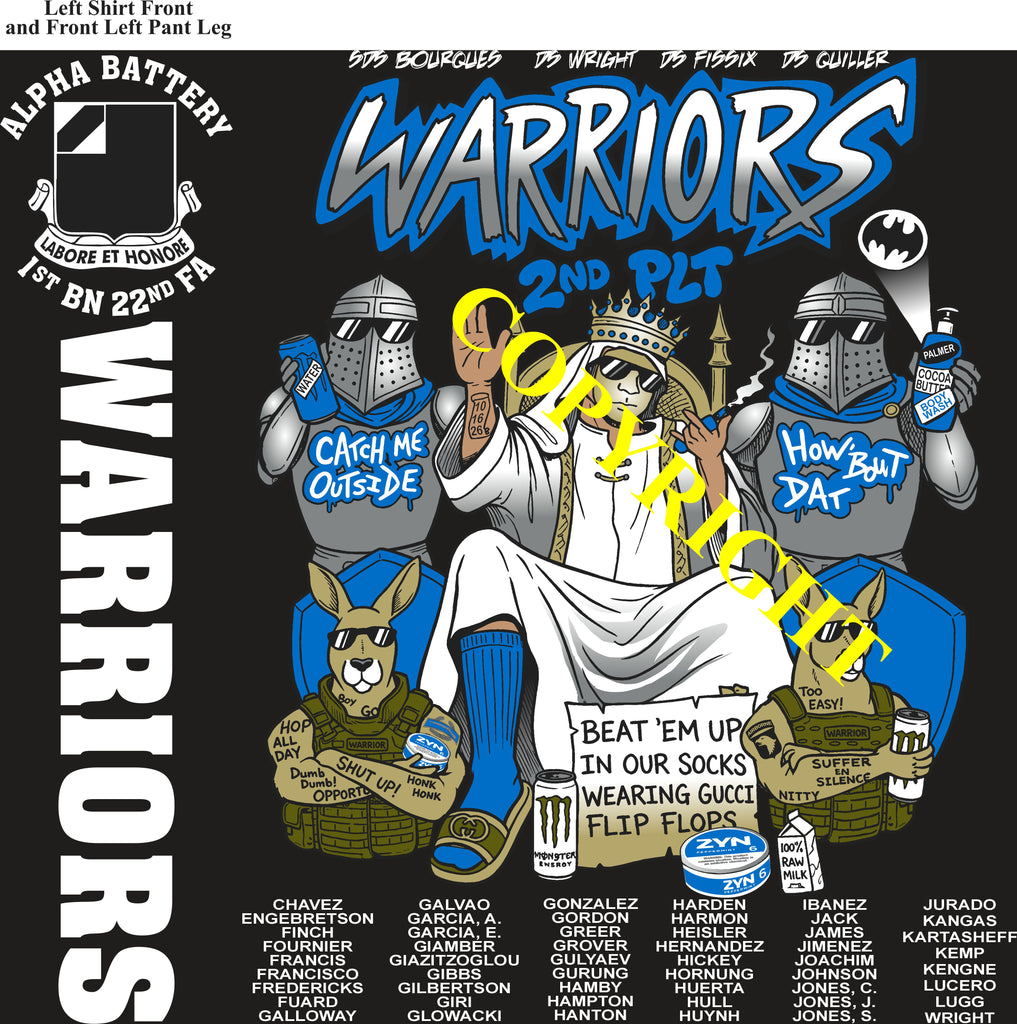 Platoon Items (direct-to-garment print) ALPHA 1st 22nd WARRIORS 2nd PLATOON OCT 2026 PRE-SALE GRADUATING 10-16-2026
