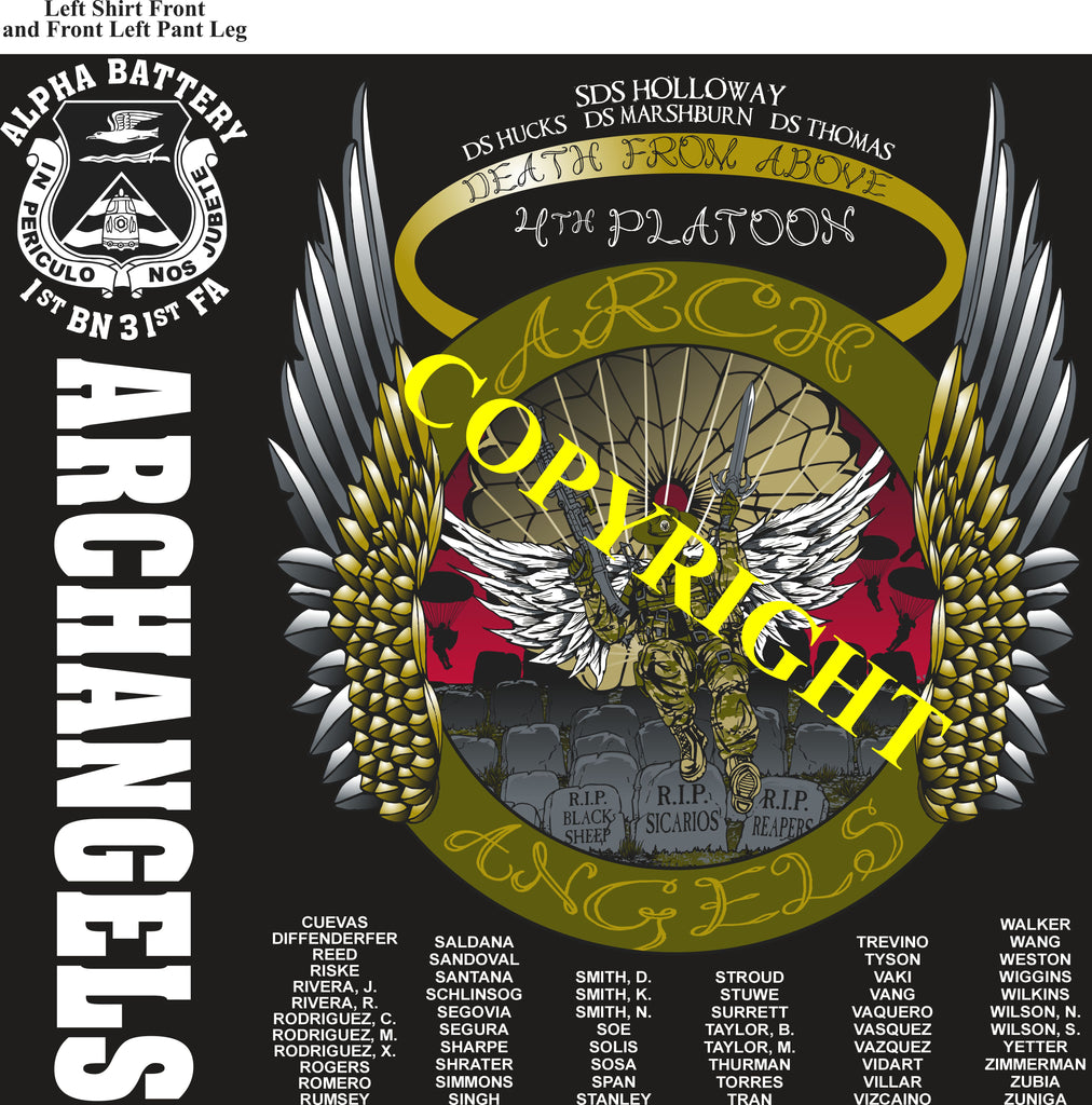 Platoon Items (direct-to-garment print) ALPHA 1st 31st ARCHANGELS 4th PLATOON OCT 2026 PRE-SALE GRADUATING 10-23-2026