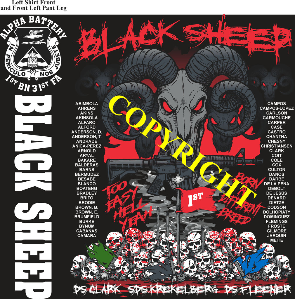 Platoon Items (direct-to-garment print) ALPHA 1st 31st BLACK SHEEP 1st PLATOON OCT 2026 PRE-SALE GRADUATING 10-23-2026