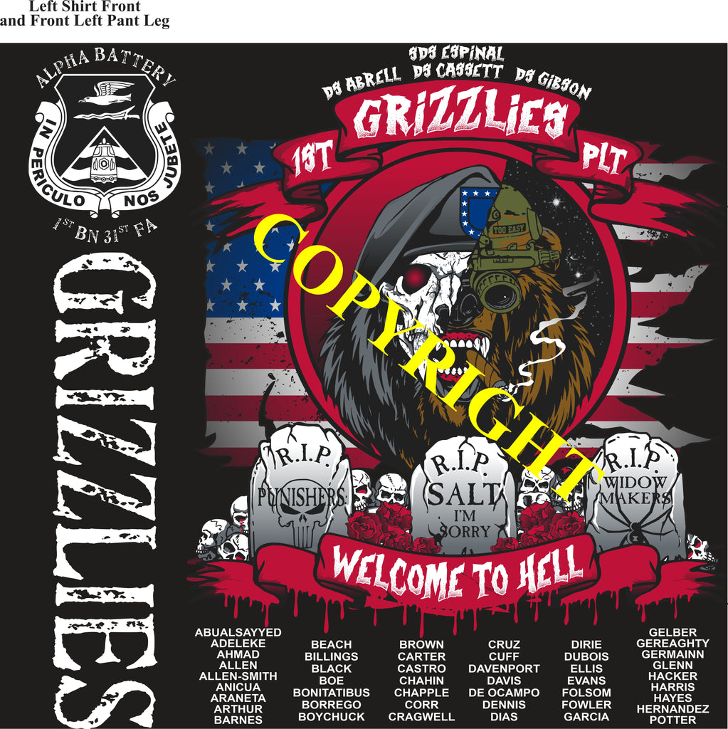 Platoon Items (2nd generation print) ALPHA 1st 31st GRIZZLIES 1st PLATOON DEC 2023