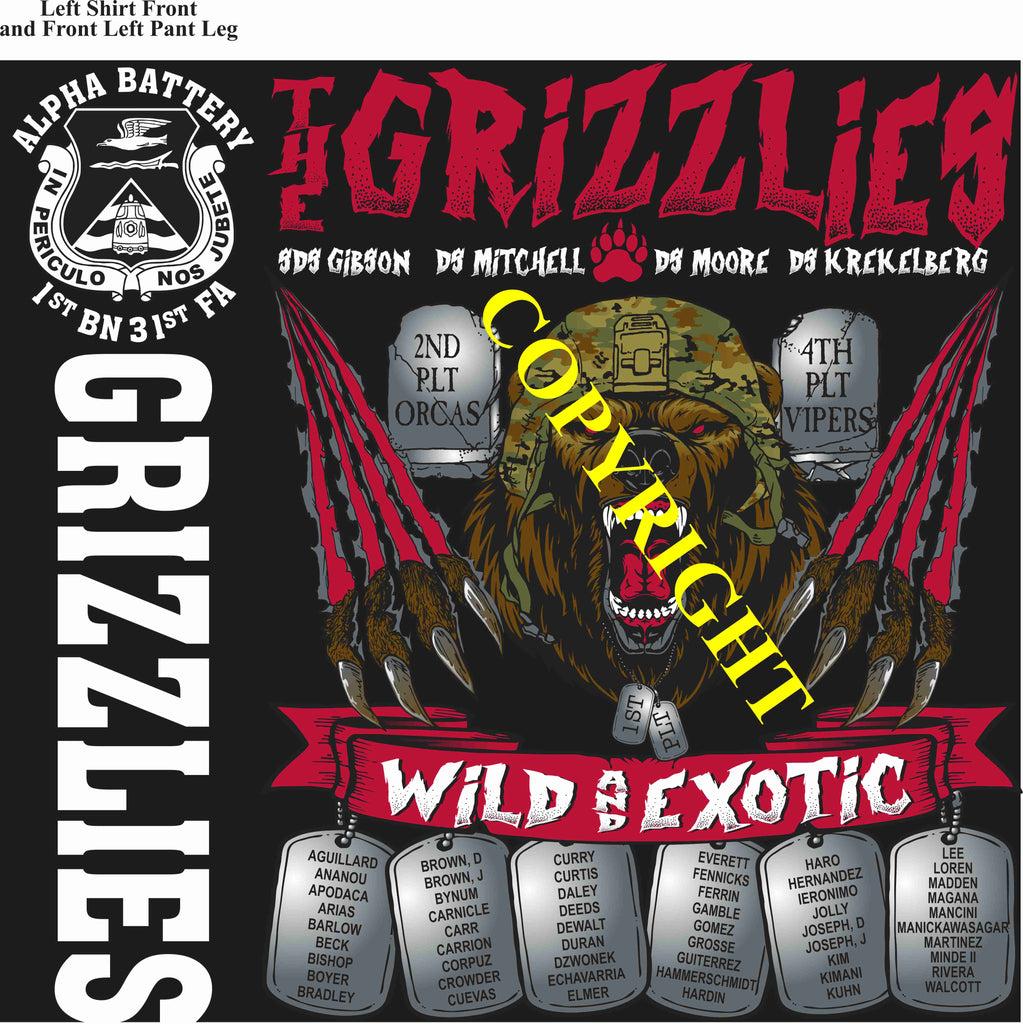 Platoon Items (direct-to-garment print) ALPHA 1st 31st GRIZZLIES 1st PLATOON JAN 2025 GRADUATED 1-24-2025