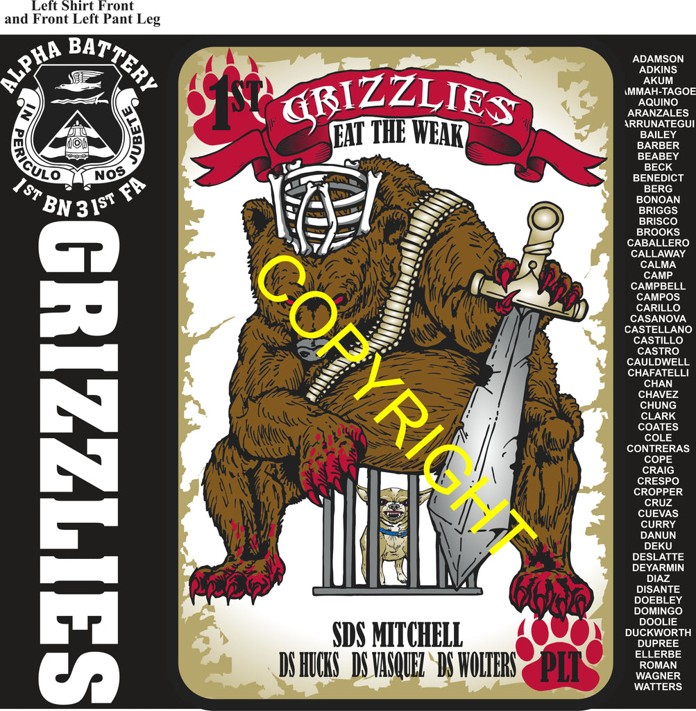 Platoon Items (direct-to-garment print) ALPHA 1st 31st GRIZZLIES 1st PLATOON OCT 2025 GRADUATED 10-10-2025