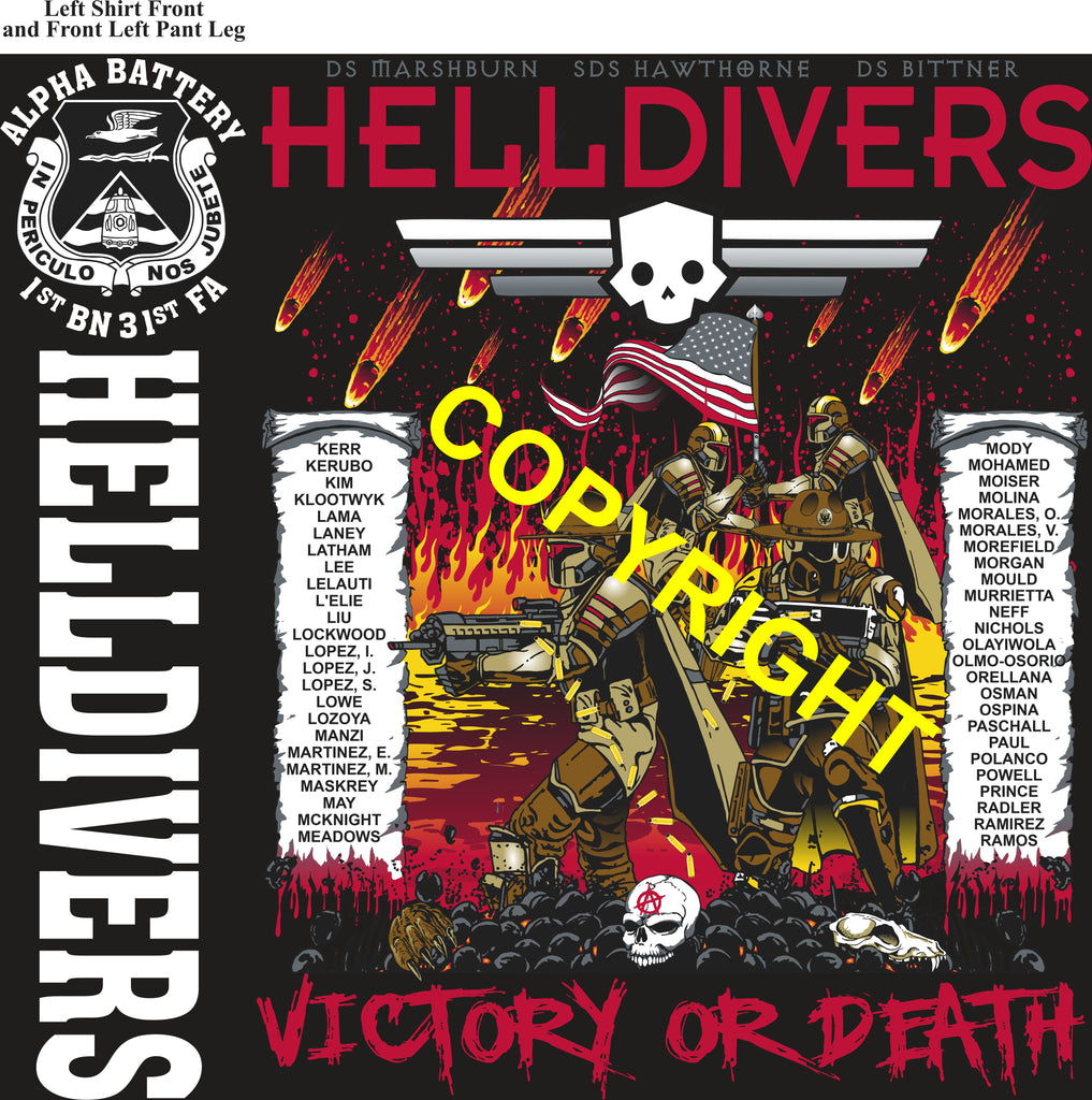 Platoon Items (direct-to-garment print) ALPHA 1st 31st HELL DIVERS 3rd PLATOON JAN 2026 PRE-ORDER GRADUATING 1-30-2026