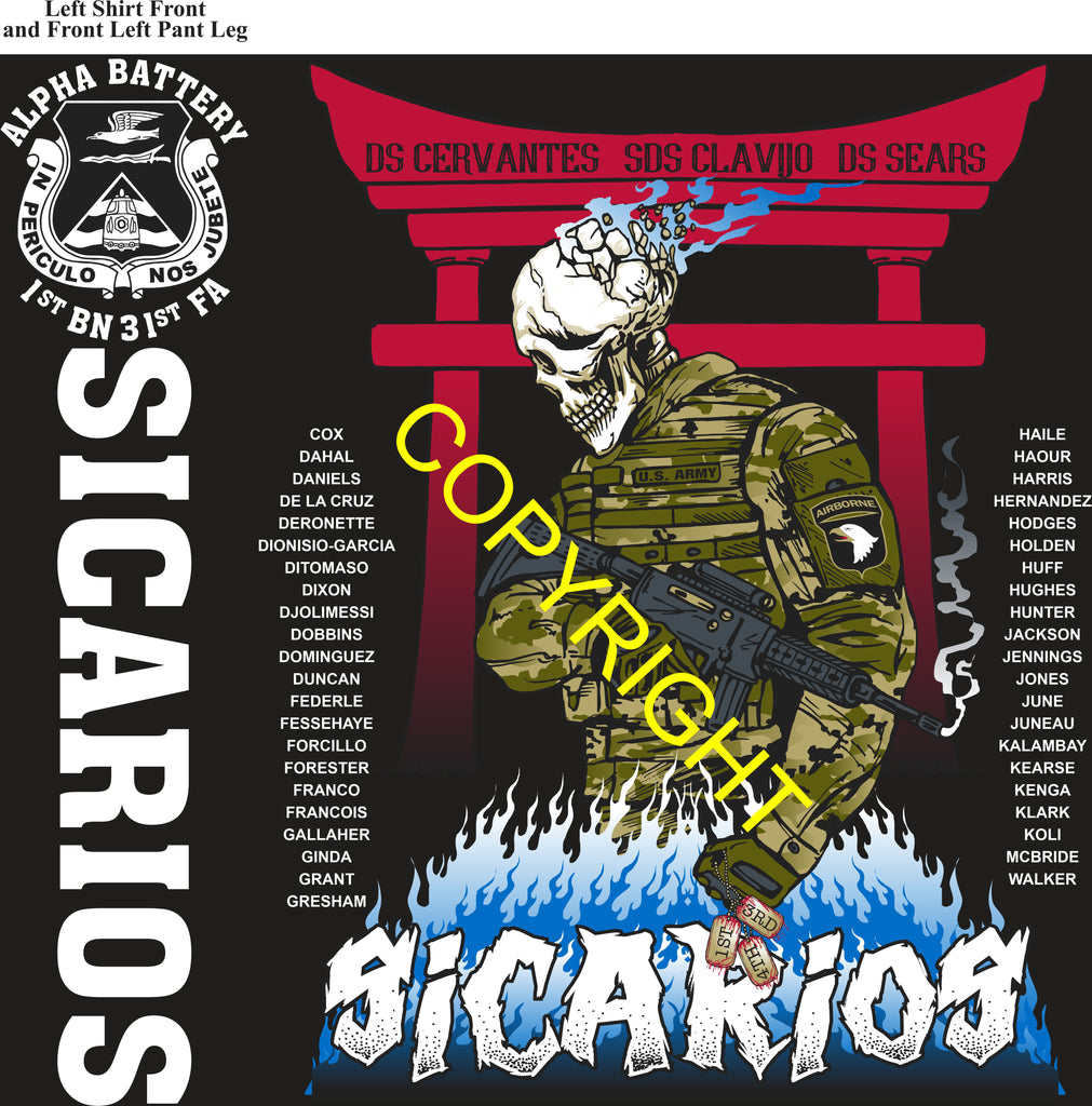 Platoon Items (direct-to-garment print) ALPHA 1st 31st SICARIOS 2nd PLATOON MAY 2026 GRADUATED 5-8-2026