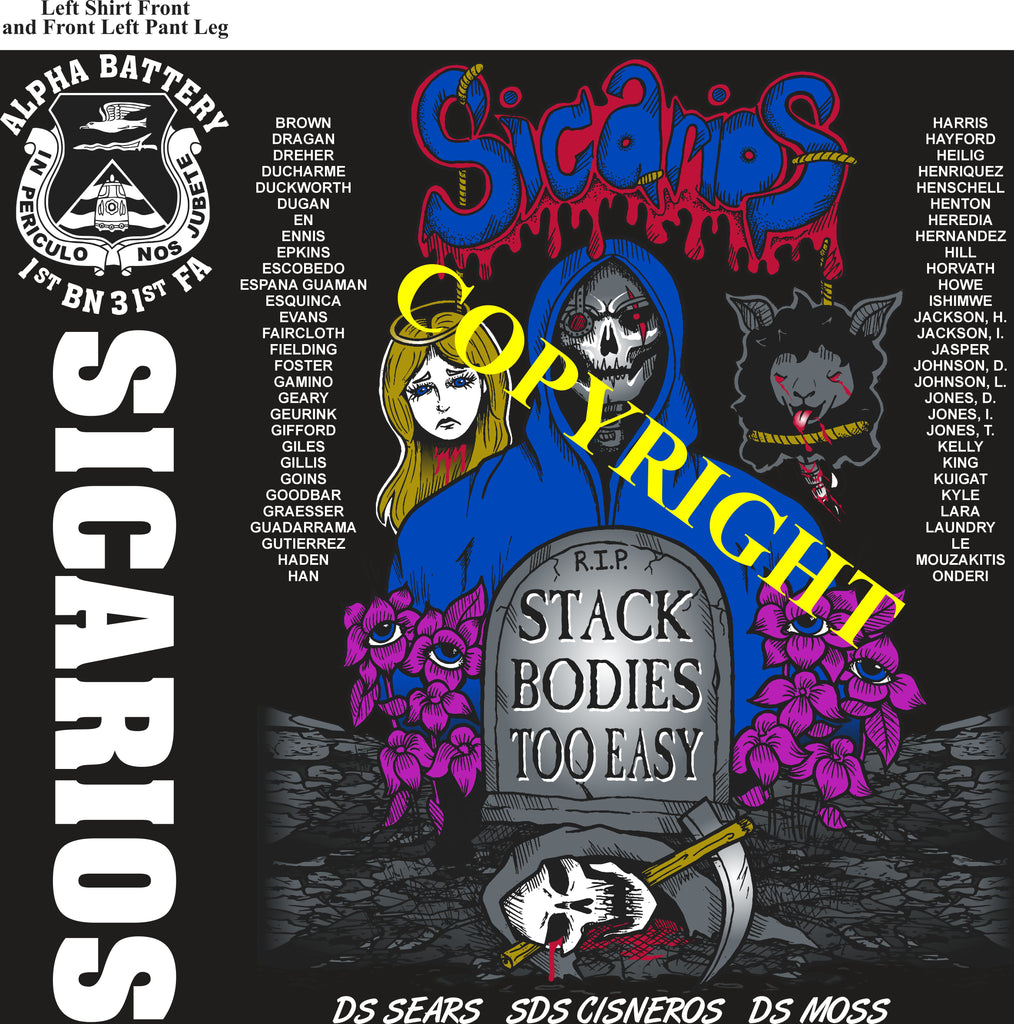 Platoon Items (direct-to-garment print) ALPHA 1st 31st SICARIOS 2nd PLATOON OCT 2026 PRE-SALE GRADUATING 10-23-2026