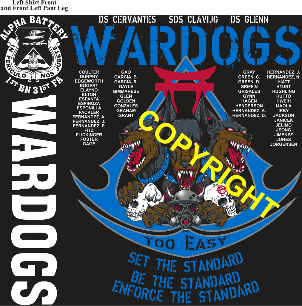 Platoon Items (direct-to-garment print) ALPHA 1st 31st WAR DOGS 2nd PLATOON JAN 2026 PRE-ORDER GRADUATING 1-30-2026