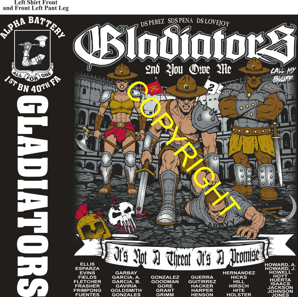 Platoon Items (direct-to-garment print) ALPHA 1st 40th GLADIATORS 2nd PLATOON JUN 2026 GRADUATED 6-18-2026