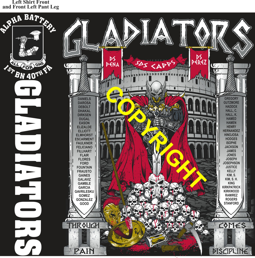 Platoon Items (direct-to-garment print) ALPHA 1st 40th GLADIATORS 2nd PLATOON MAR 2026 PRE-SALE GRADUATING 3-20-2026