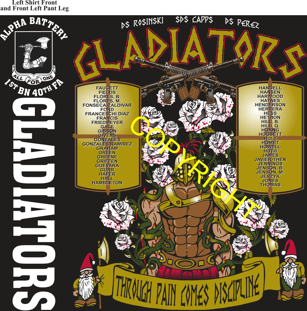 Platoon Items (direct-to-garment print) ALPHA 1st 40th GLADIATORS 2nd PLATOON NOV 2025 PRE-ORDER GRADUATING 11-21-2025