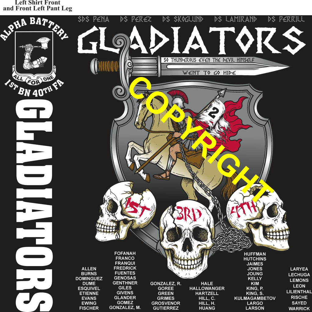Platoon Items (direct-to-garment print) ALPHA 1st 40th GLADIATORS 2nd PLATOON SEPT 2026 PRE-SALE GRADUATING 9-11-2026