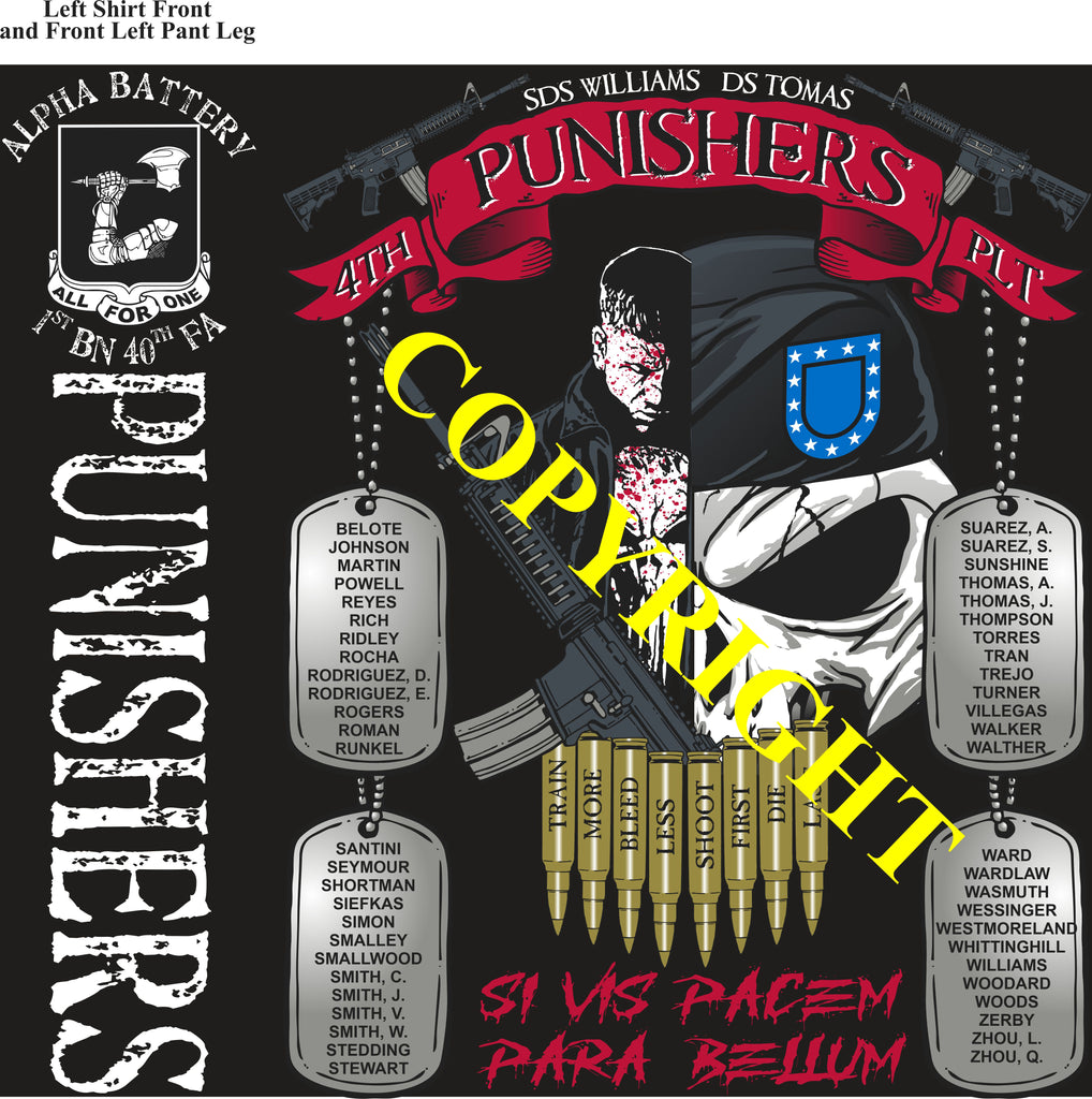 Platoon Items (2nd generation print) ALPHA 1st 40th PUNISHERS 4th PLATOON AUG 2023