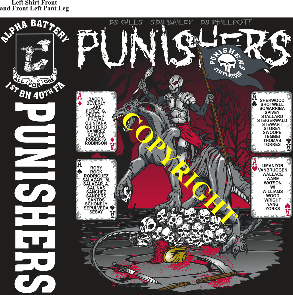 Platoon Items (direct-to-garment print) ALPHA 1st 40th PUNISHERS 4th PLATOON AUG 2024