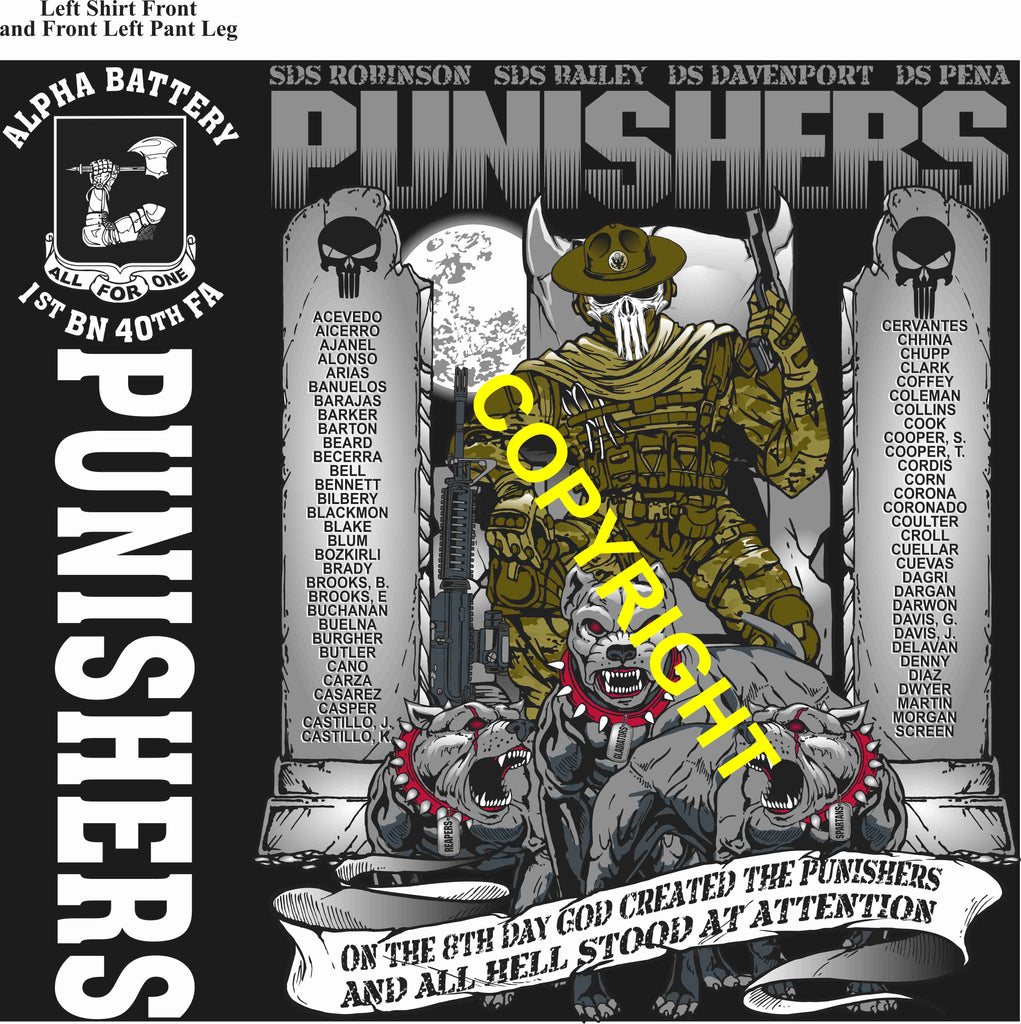 Platoon Items (direct-to-garment print) ALPHA 1st 40th PUNISHERS 4th PLATOON FEB 2025 GRADUATED 2-21-2025
