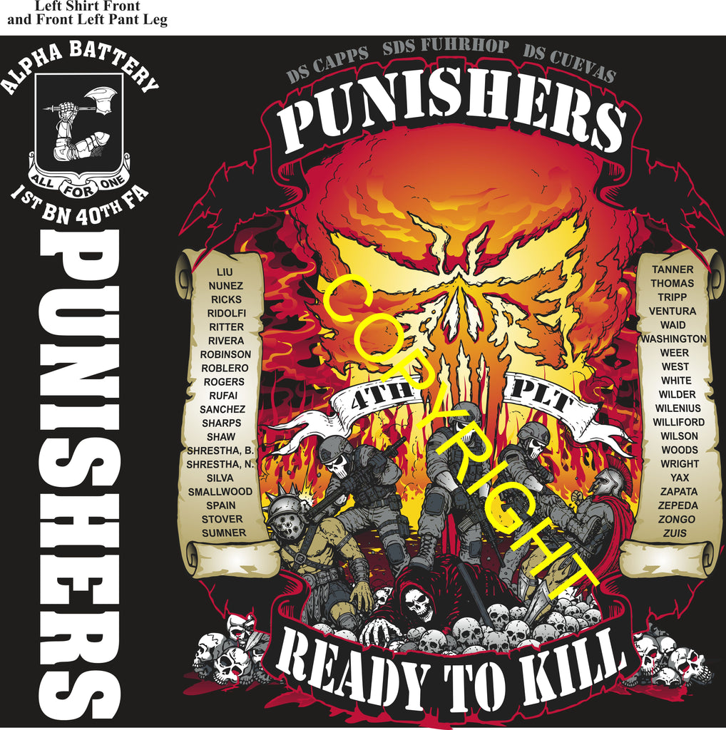 Platoon Items (direct-to-garment print) ALPHA 1st 40th PUNISHERS 4th PLATOON JUN 2026 GRADUATED 6-18-2026