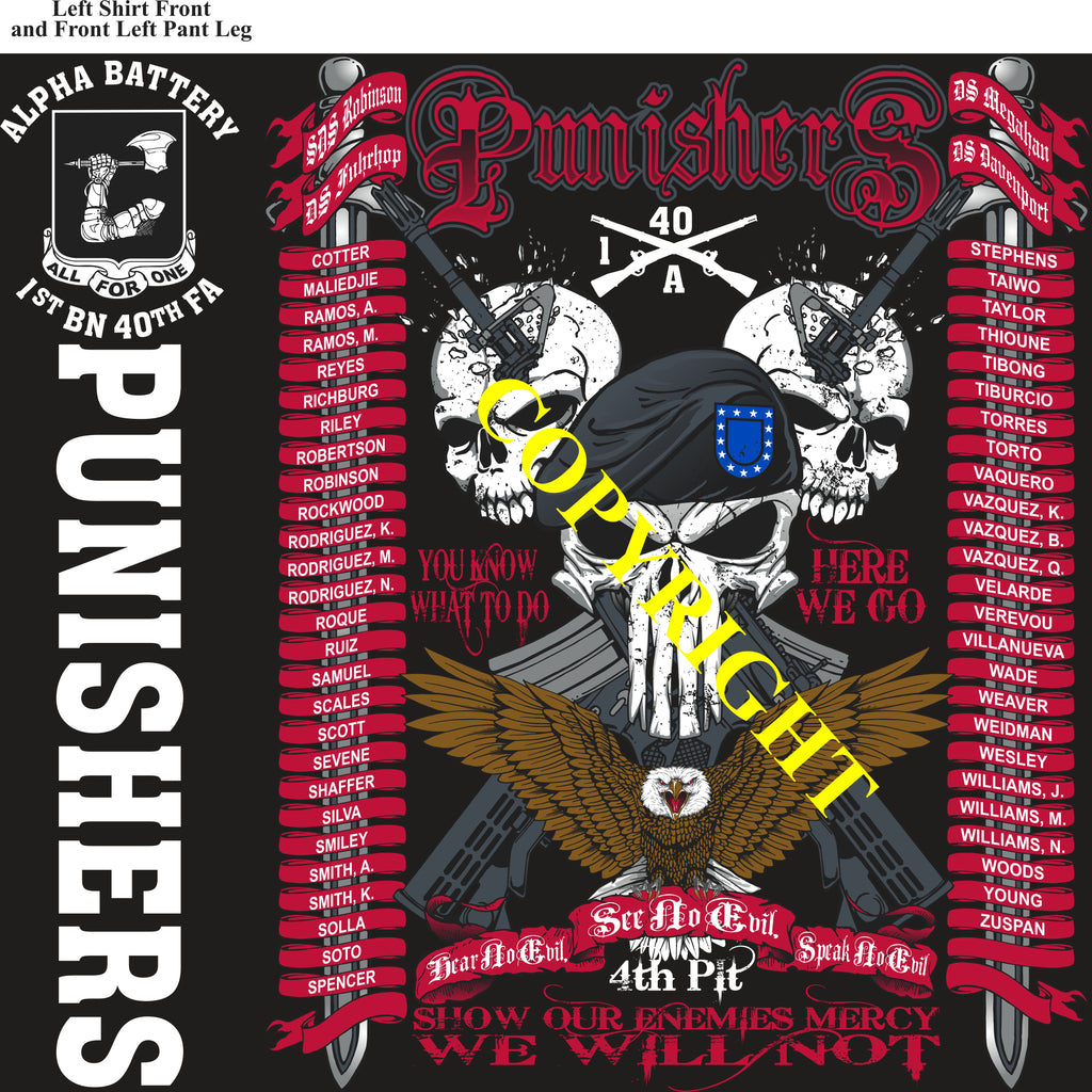 Platoon Items (direct-to-garment print) ALPHA 1st 40th PUNISHERS 4th PLATOON MAY 2025 GRADUATED 5-30-2025