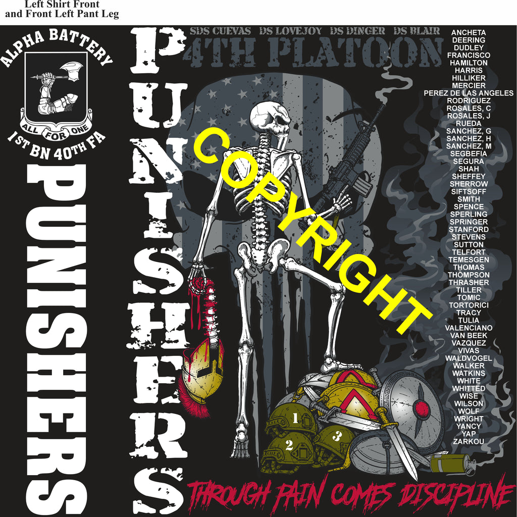 Platoon Items (direct-to-garment print) ALPHA 1st 40th PUNISHERS 4th PLATOON SEPT 2026 PRE-SALE GRADUATING 9-11-2026