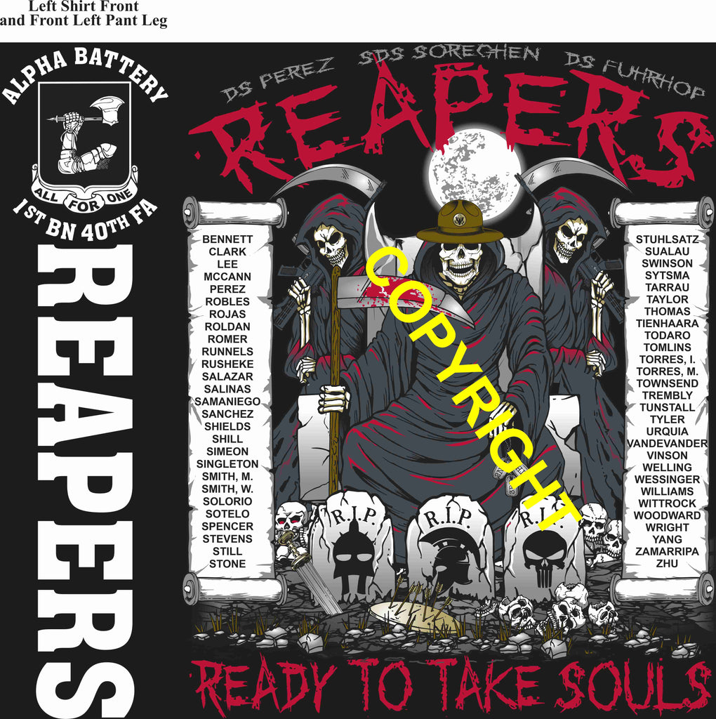 Platoon Items (direct-to-garment print) ALPHA 1st 40th REAPERS 1st PLATOON FEB 2025 GRADUATED 2-21-2025